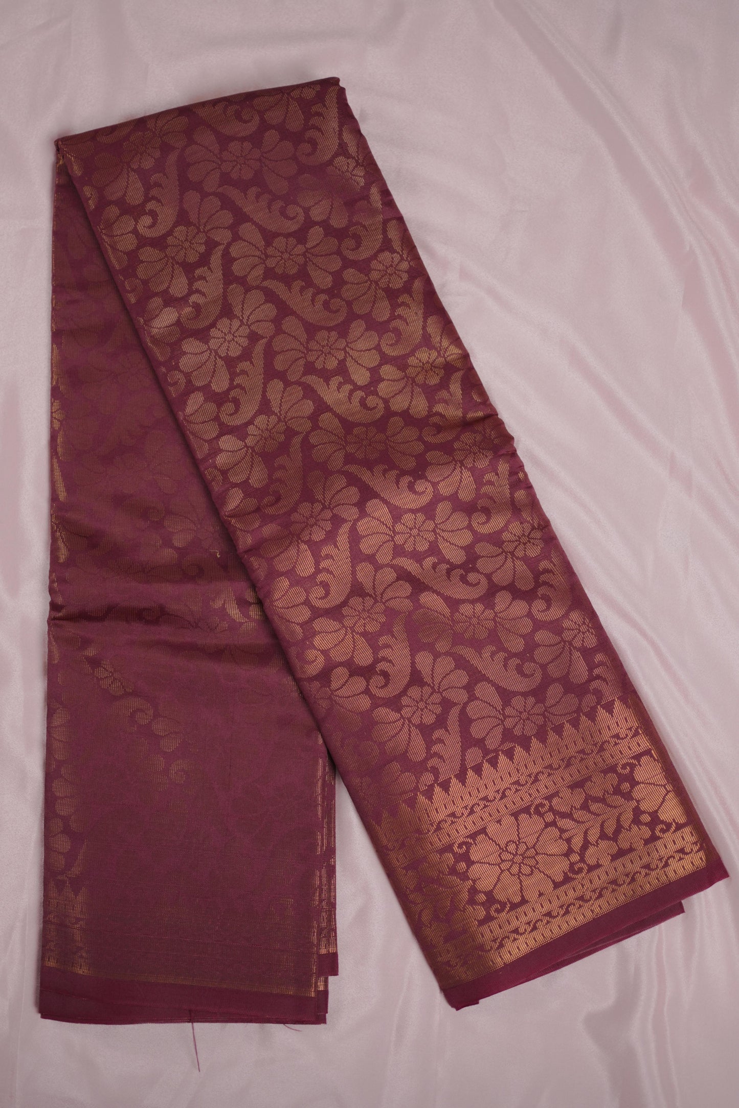 Kancheepuram blend Silk Saree with Gold shade Zari Floral Weavin (SAR-1127)