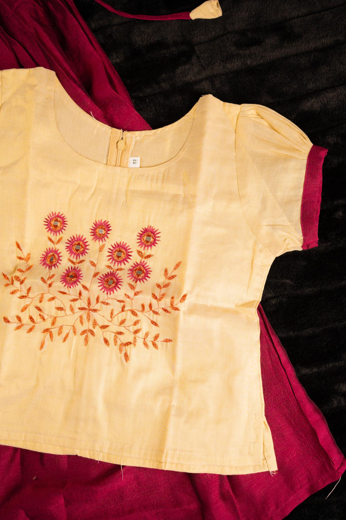 Festive Kids Skirt & Blouse for Onam(KCW125)