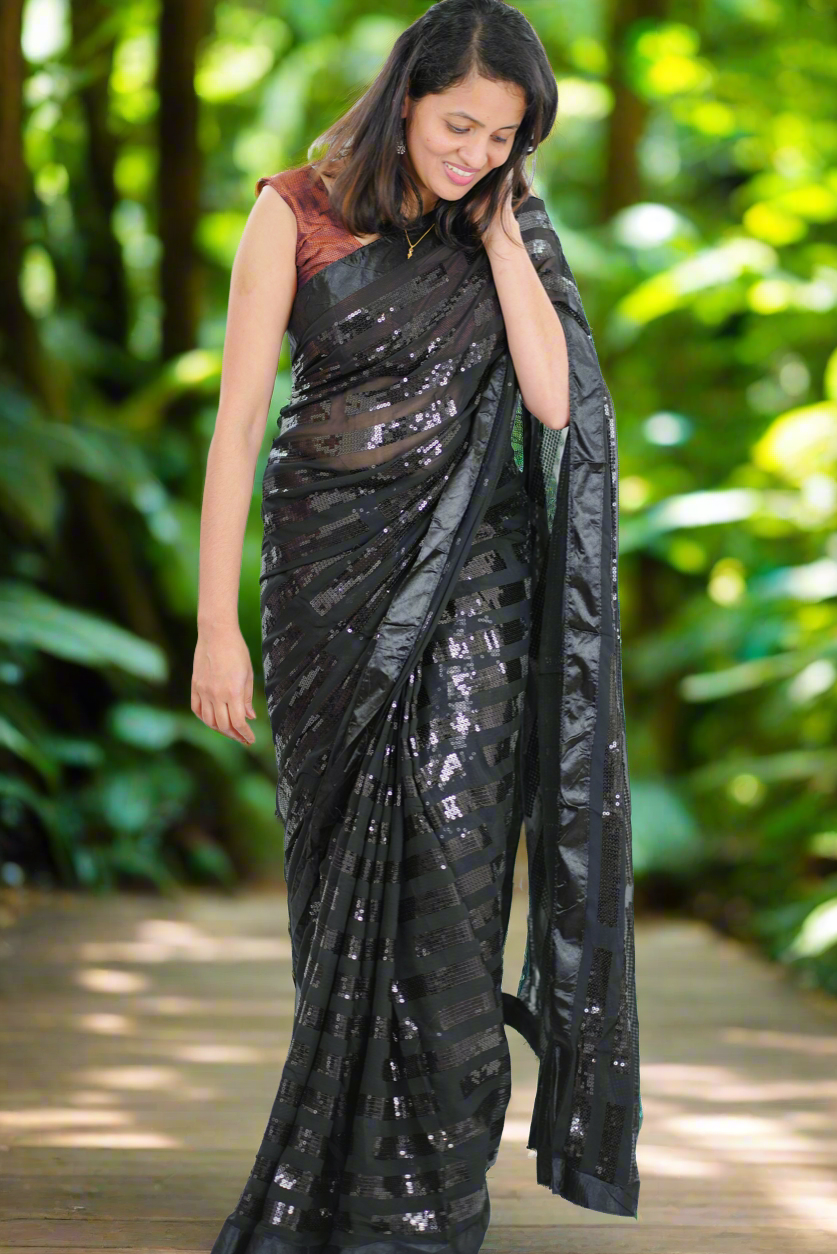 Georgette designer saree with sequence work (SAR100)