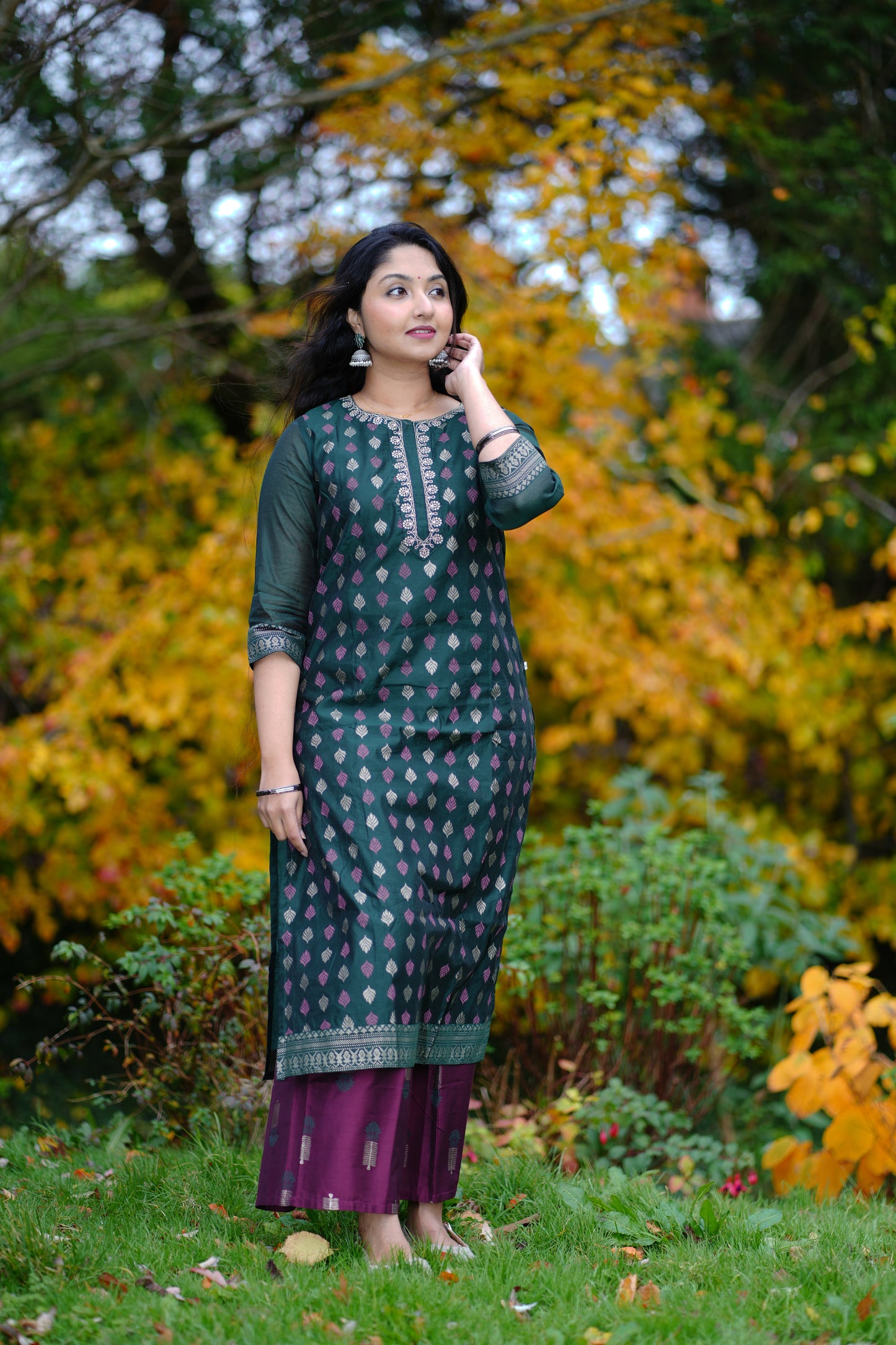 Semi Silk Salwar with Palazzo bottom