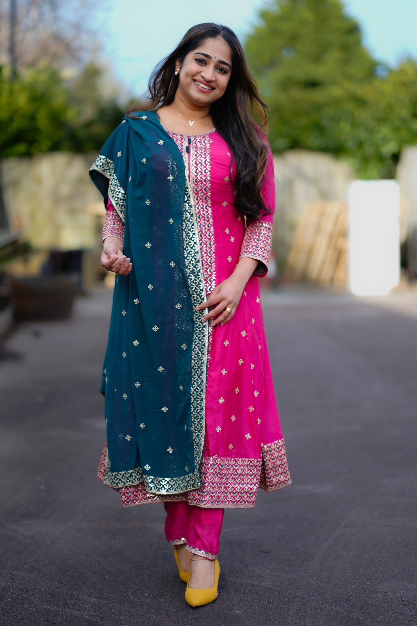 Party wear Kurti set with contrast dupatta (KER798)