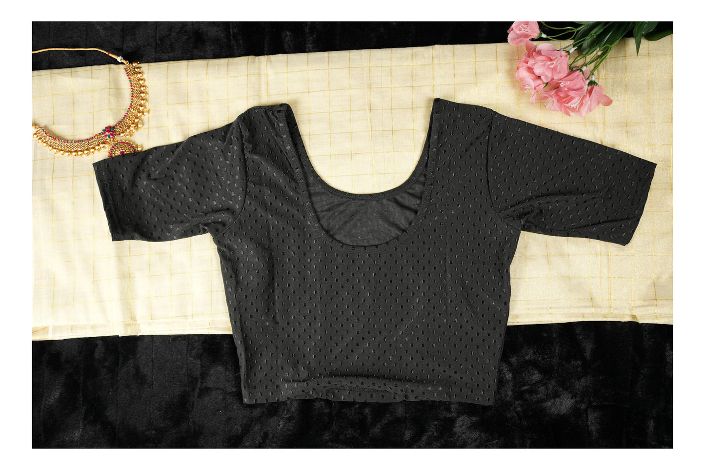 Stretchable blouse in Black Colour - Fits Small to Medium