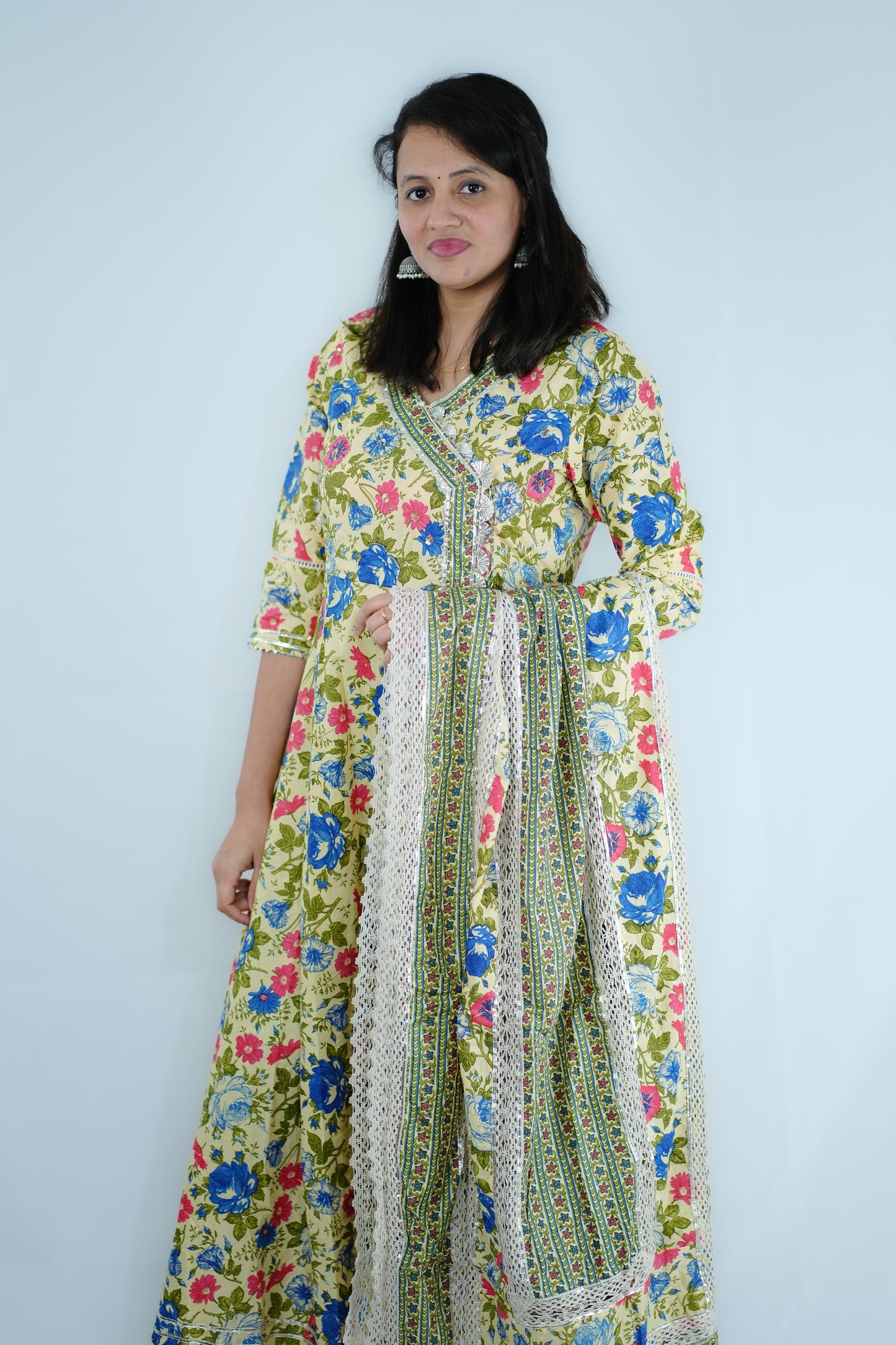 Angrakha Anarkali Kurti Set (Ksh624)