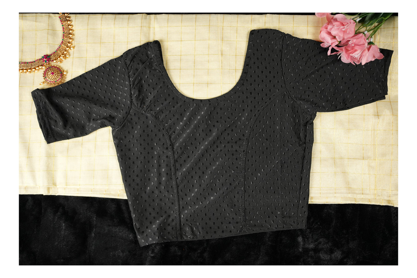 Stretchable blouse in Black Colour - Fits Small to Medium