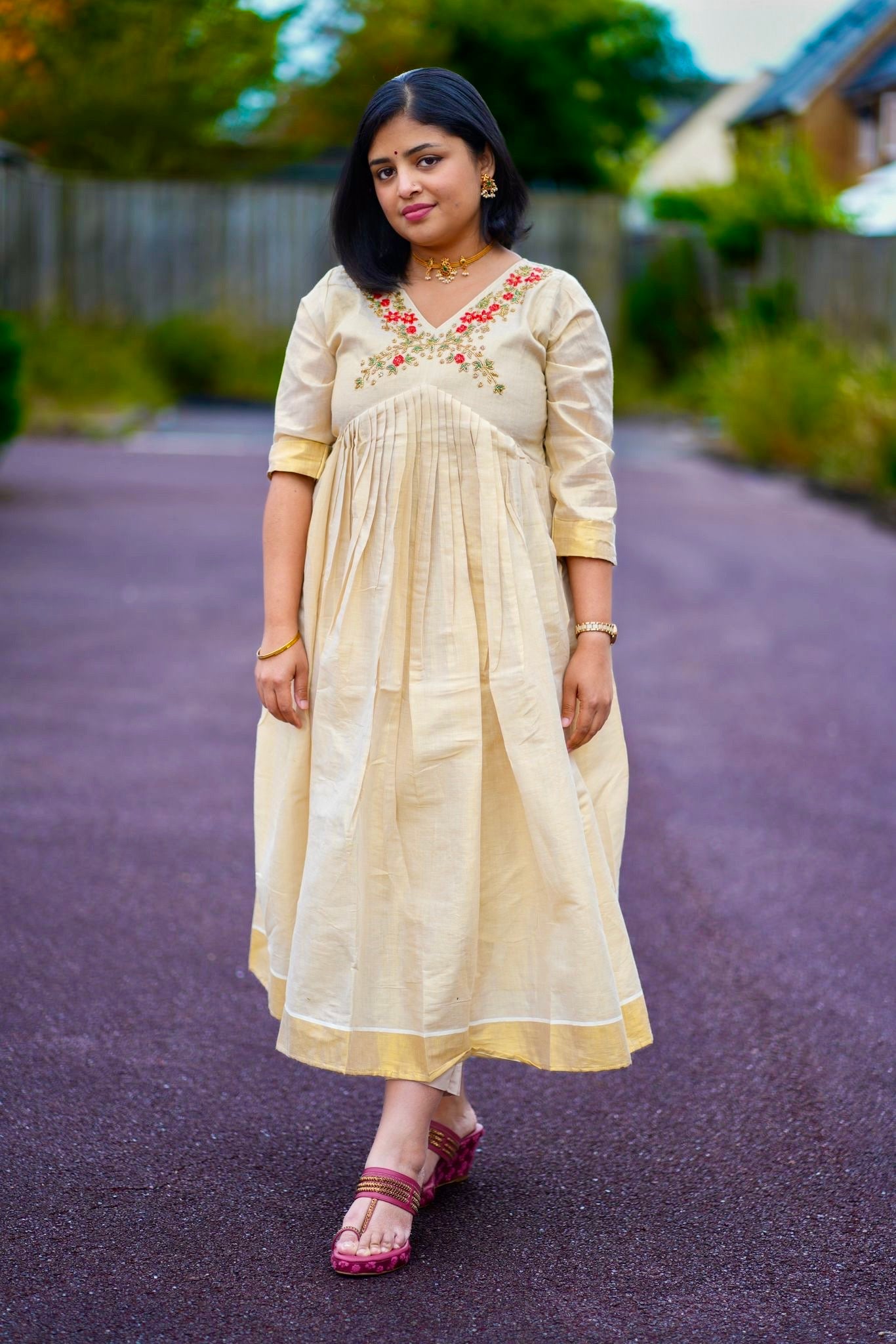 Kasavu frock style Kurti (KER-1010)