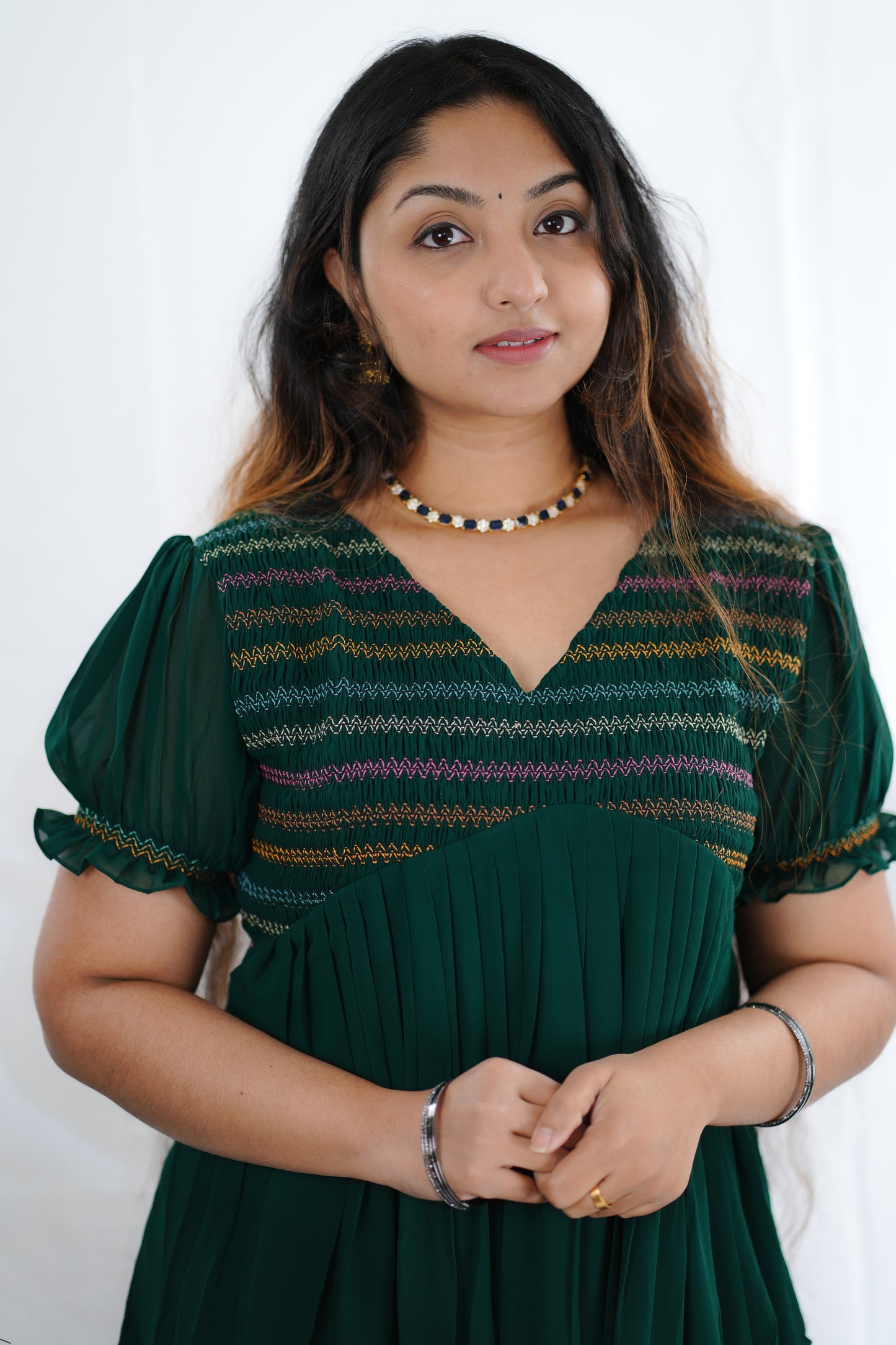Georgtte Kurti with embroidery - (Ker-633)