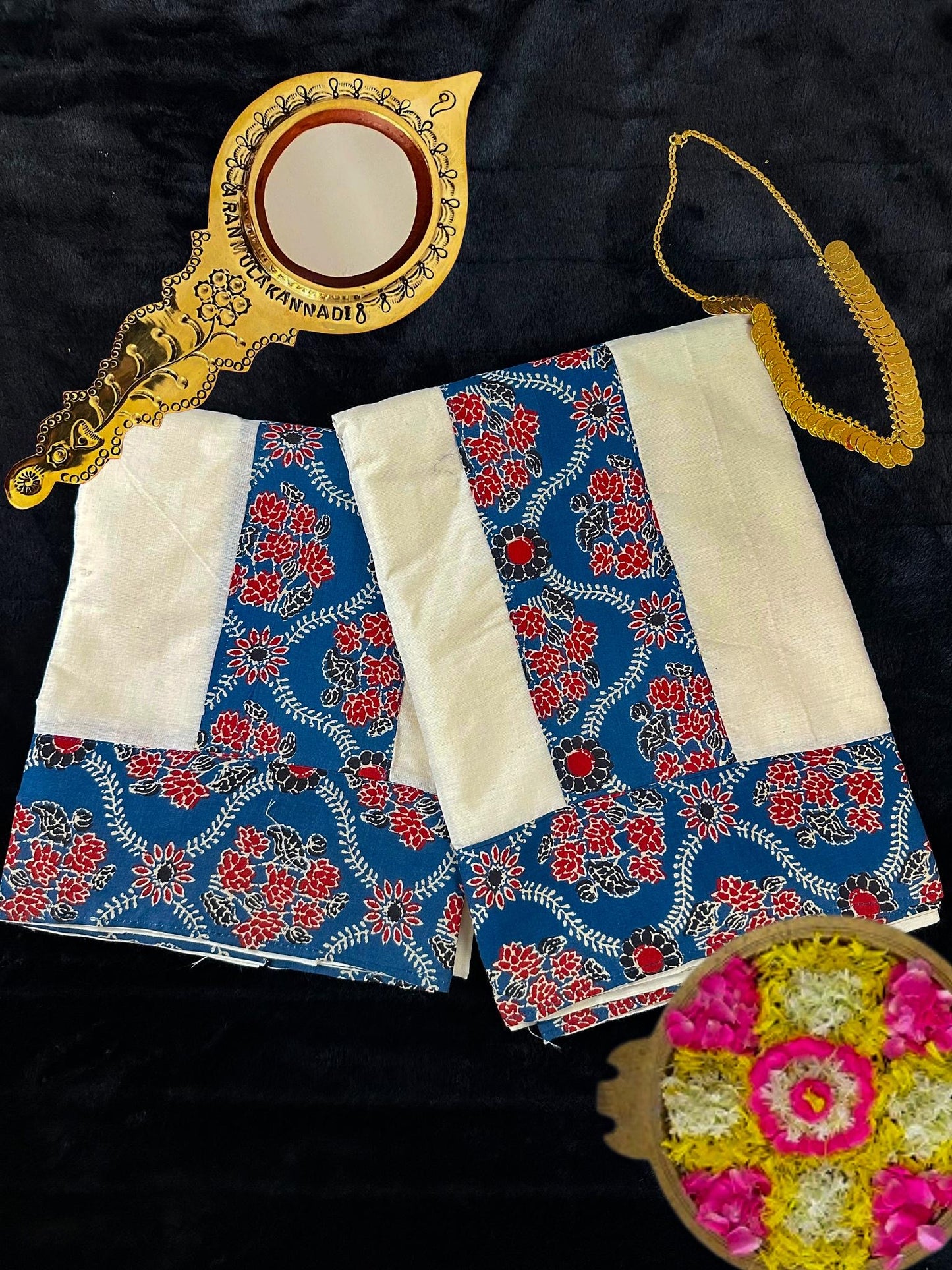 Kerala Set Mundu with Ajrakh Border(SM-202)
