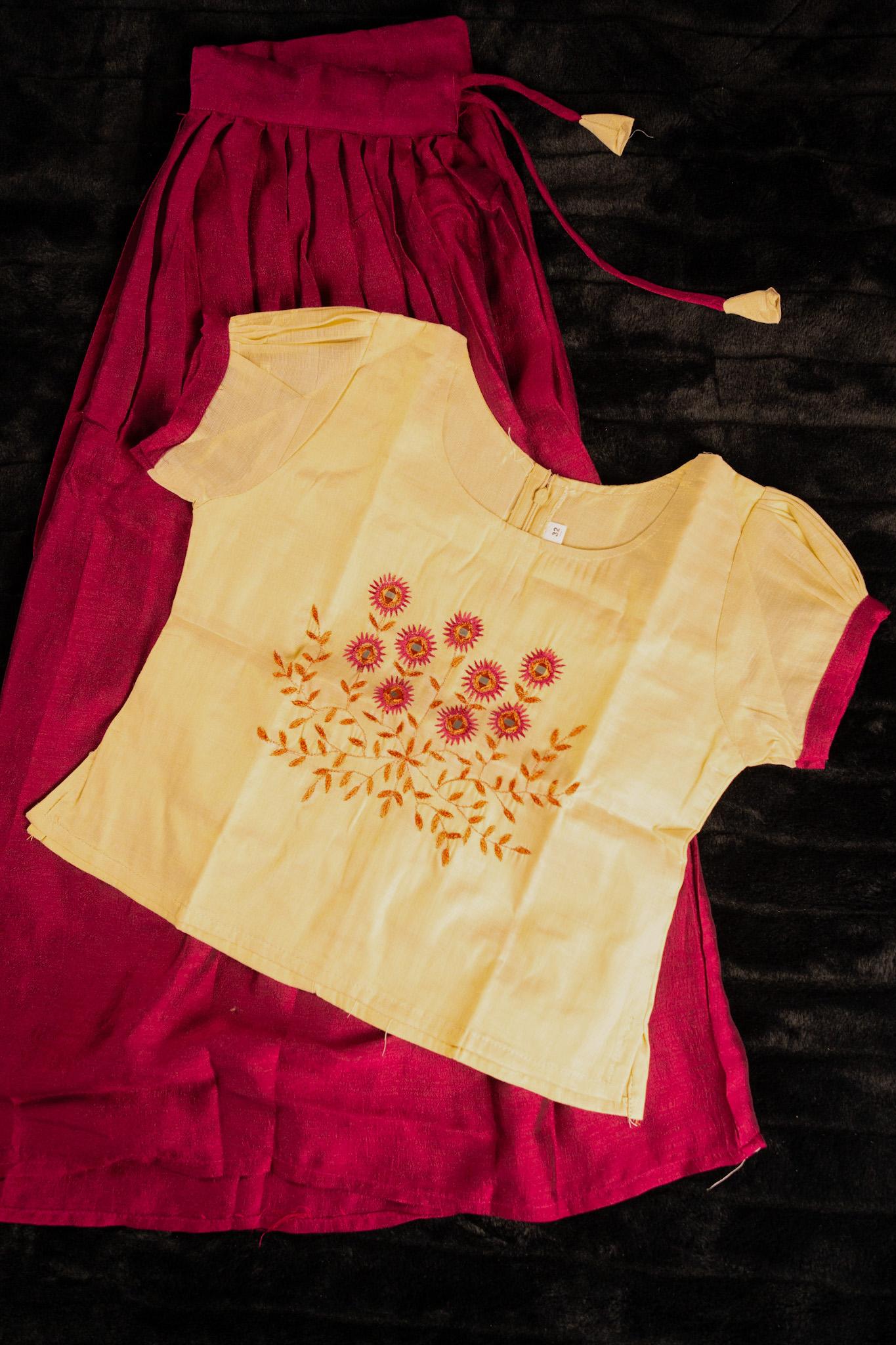 Festive Kids Skirt & Blouse for Onam(KCW125)