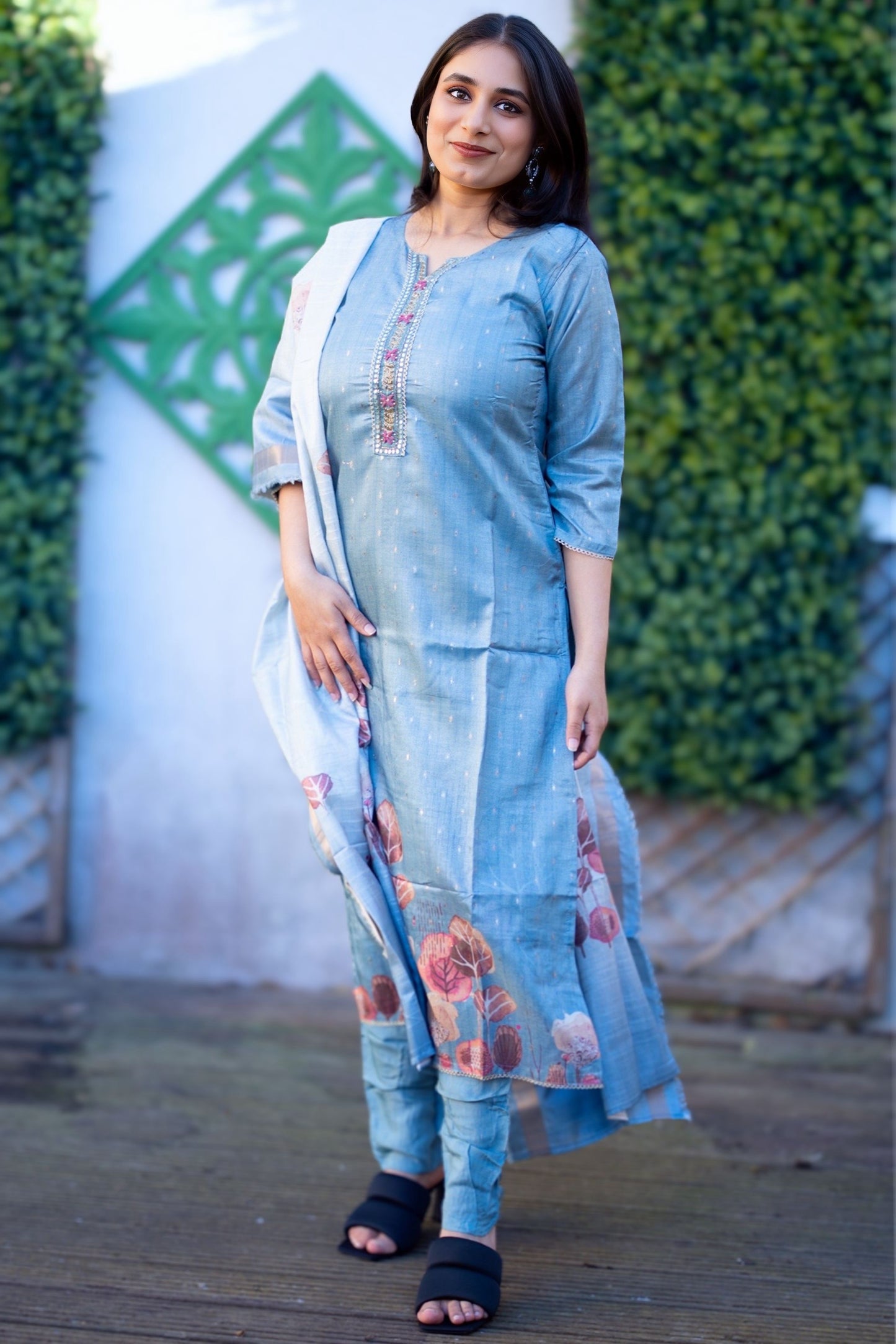 Soft Roman silk kurti set(KER-1093)