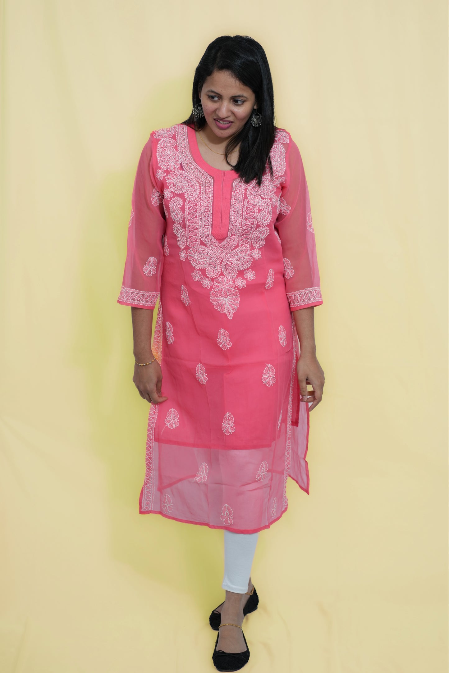 Georgette Kurti set with embroidery (KER-1103)