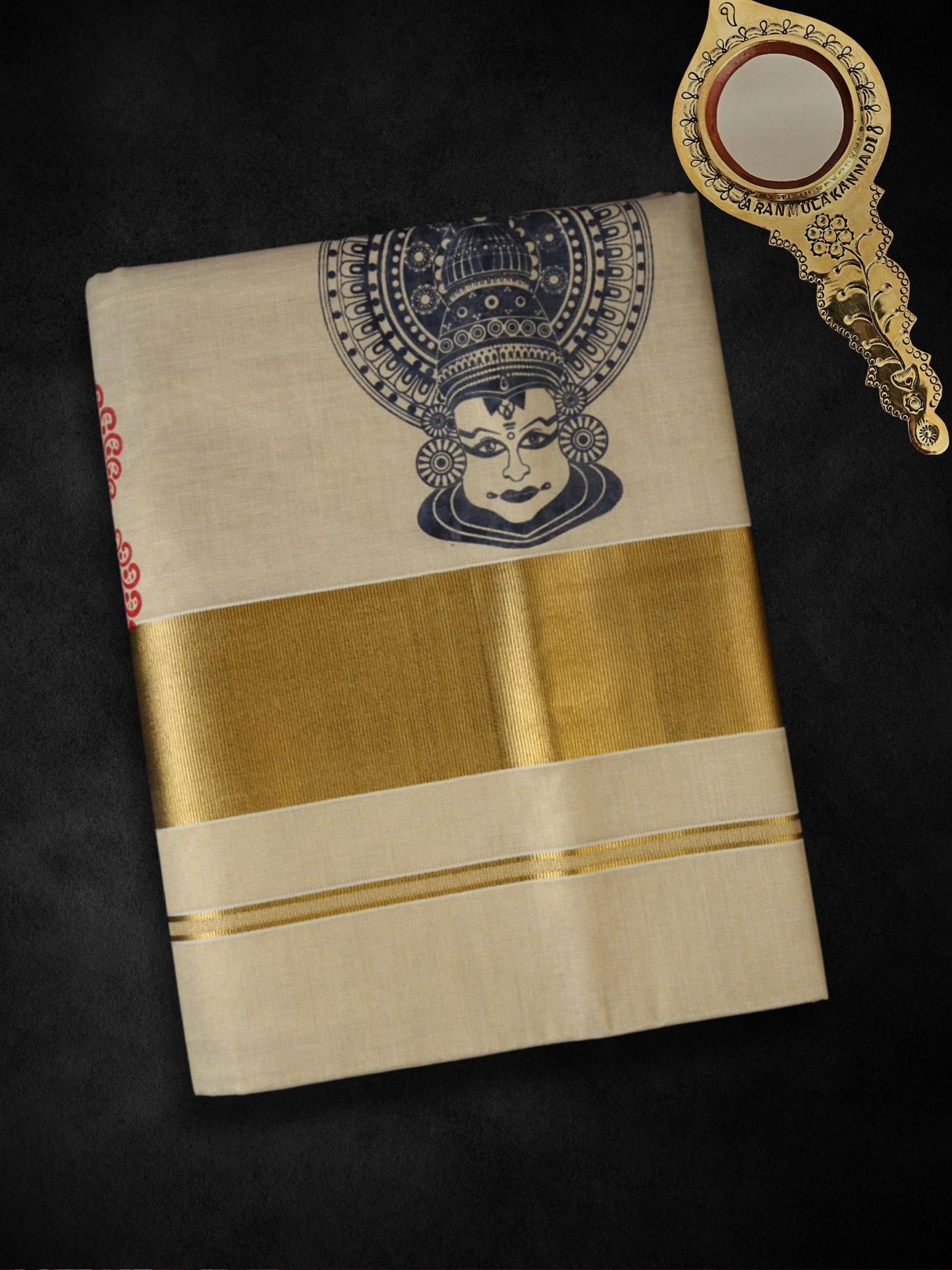 Tissue kasavu saree with kathakali design(SAR-245)