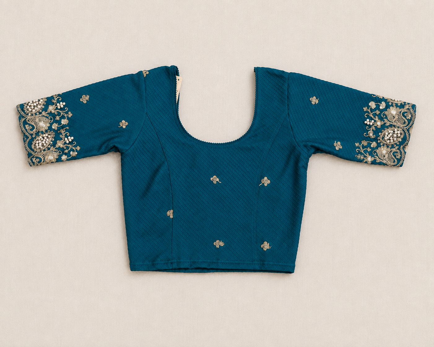 Ready-to-Wear Saree Blouse Teal Blue- (B55)
