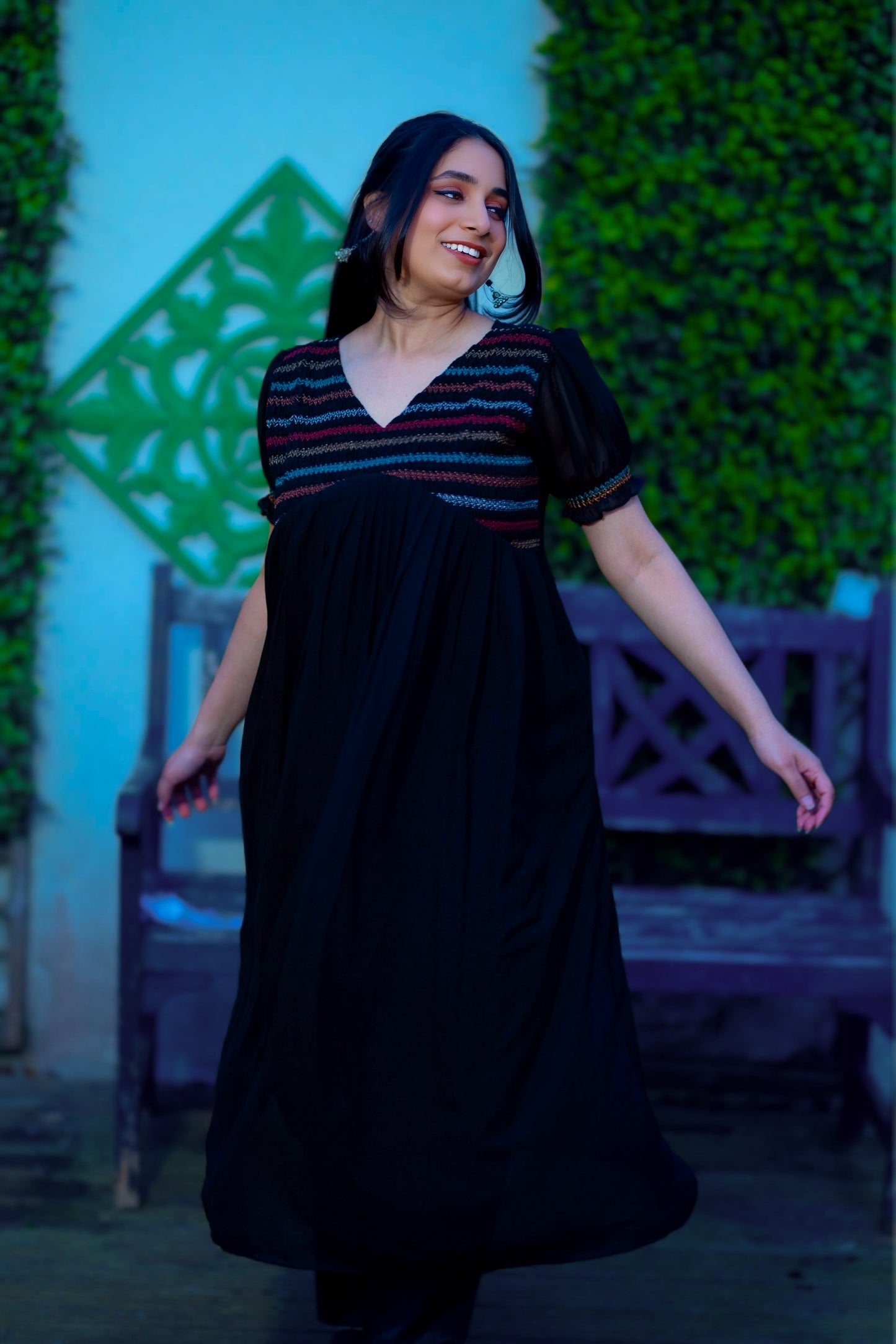 Georgette kurti with embroidery(KER-807)