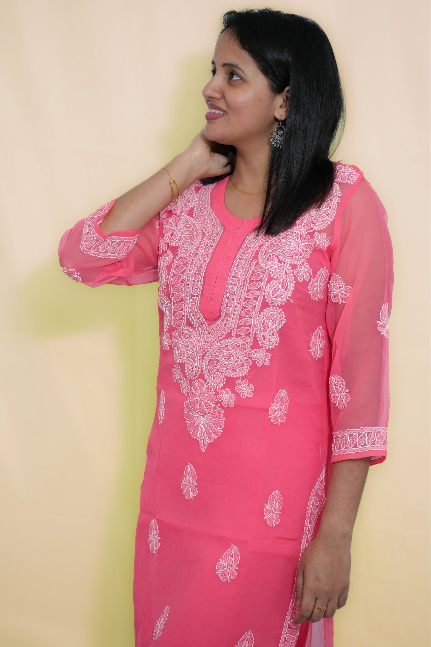 Georgette Kurti set with embroidery (KER-1103)