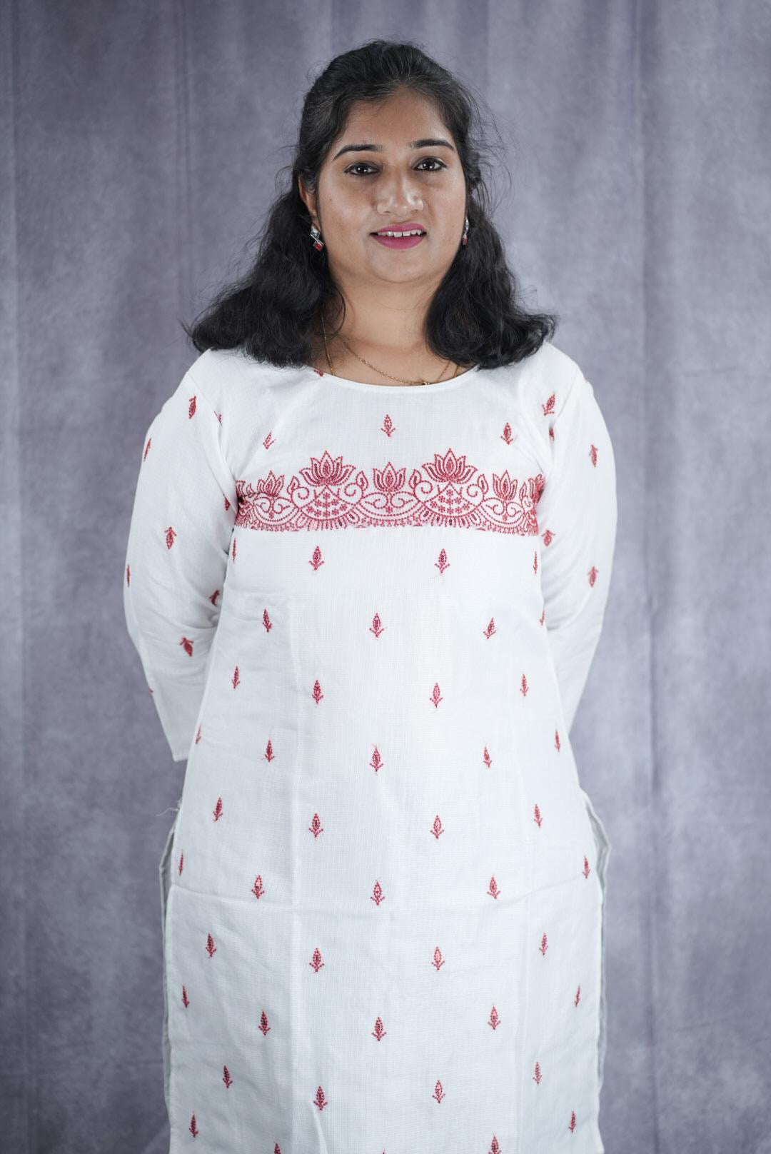 White kurti top with design work(KER-2020)
