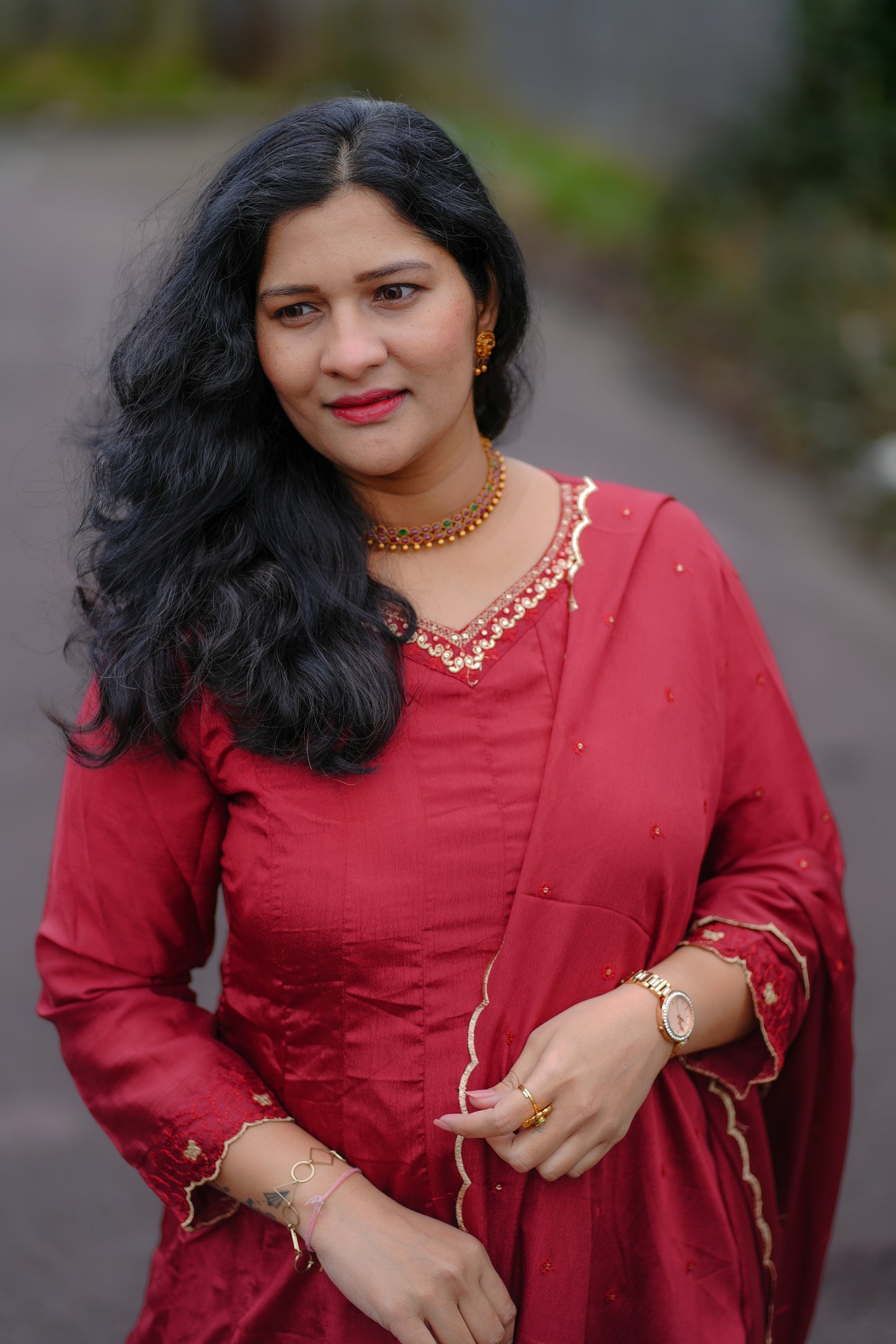 Beautiful semi silk Kurti with dupatta with unstiched bottom (KER708)