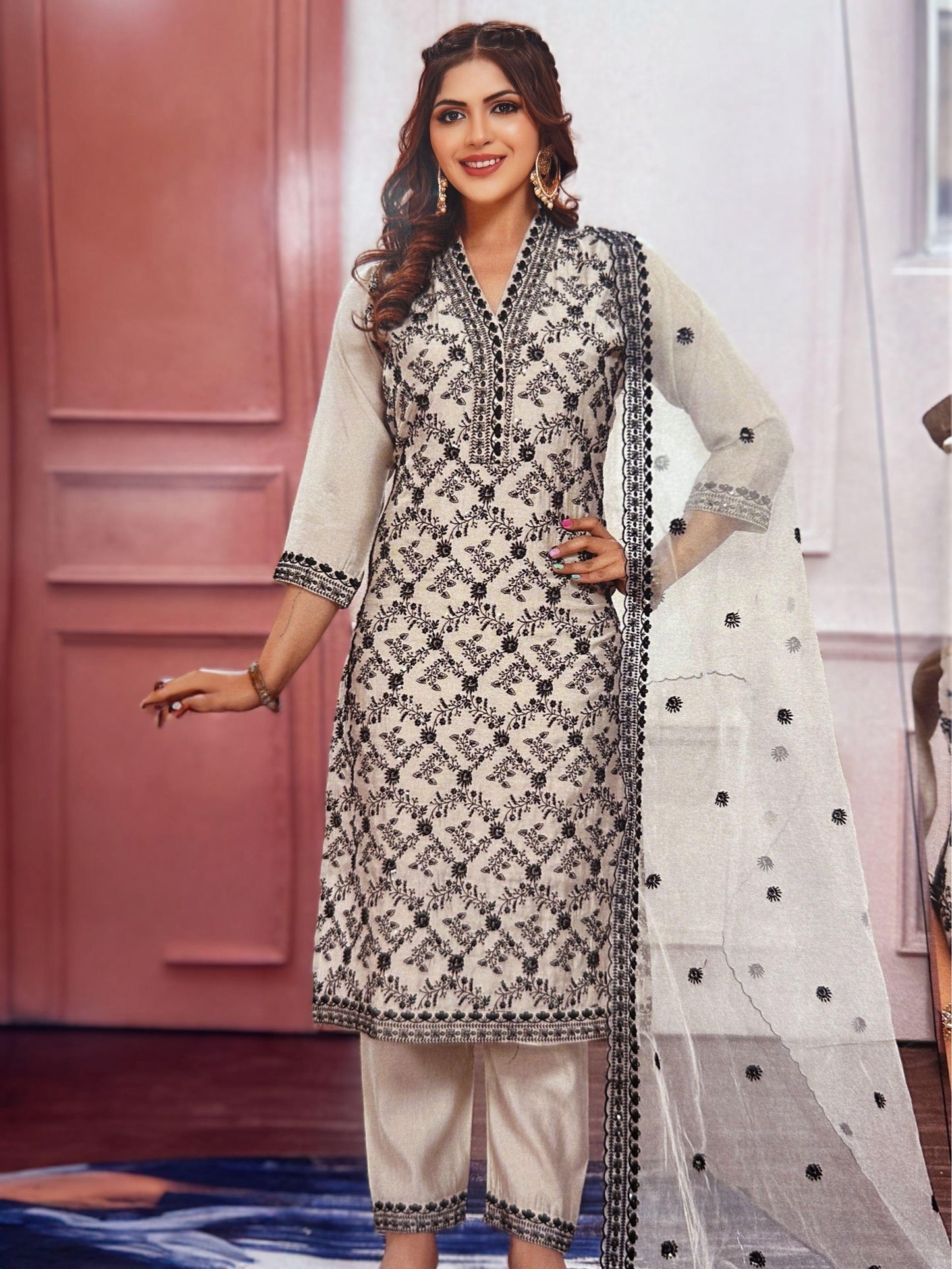 Cotton Kurti set with embroidery(KC-1125)