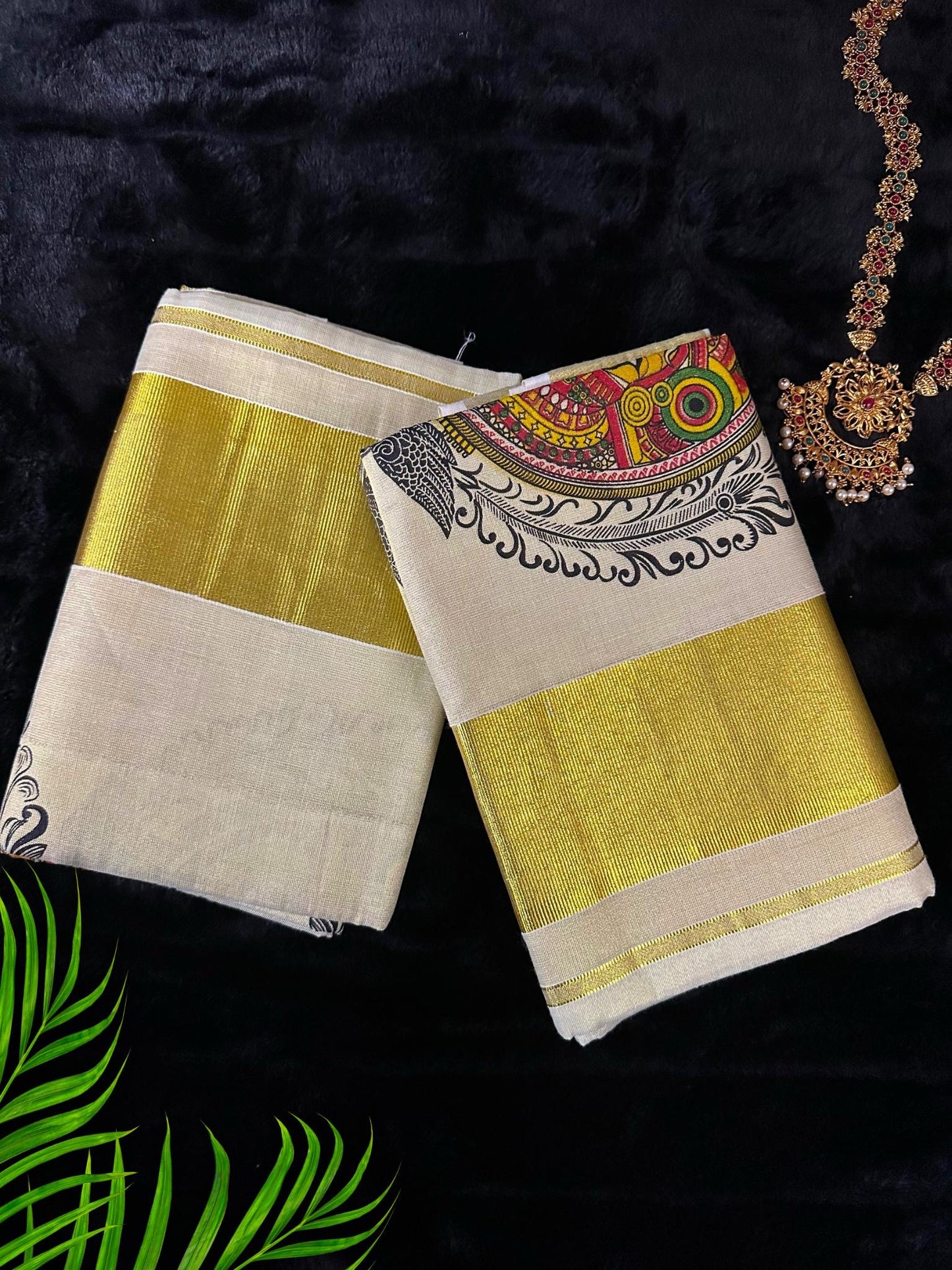 Latest fashion set mundu with golden border(SM-242)