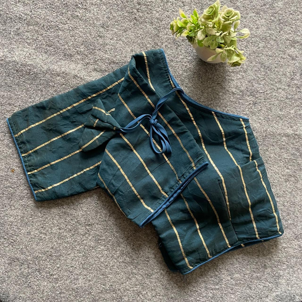 Premium Cotton blouse with golden stripes(Code:B26)