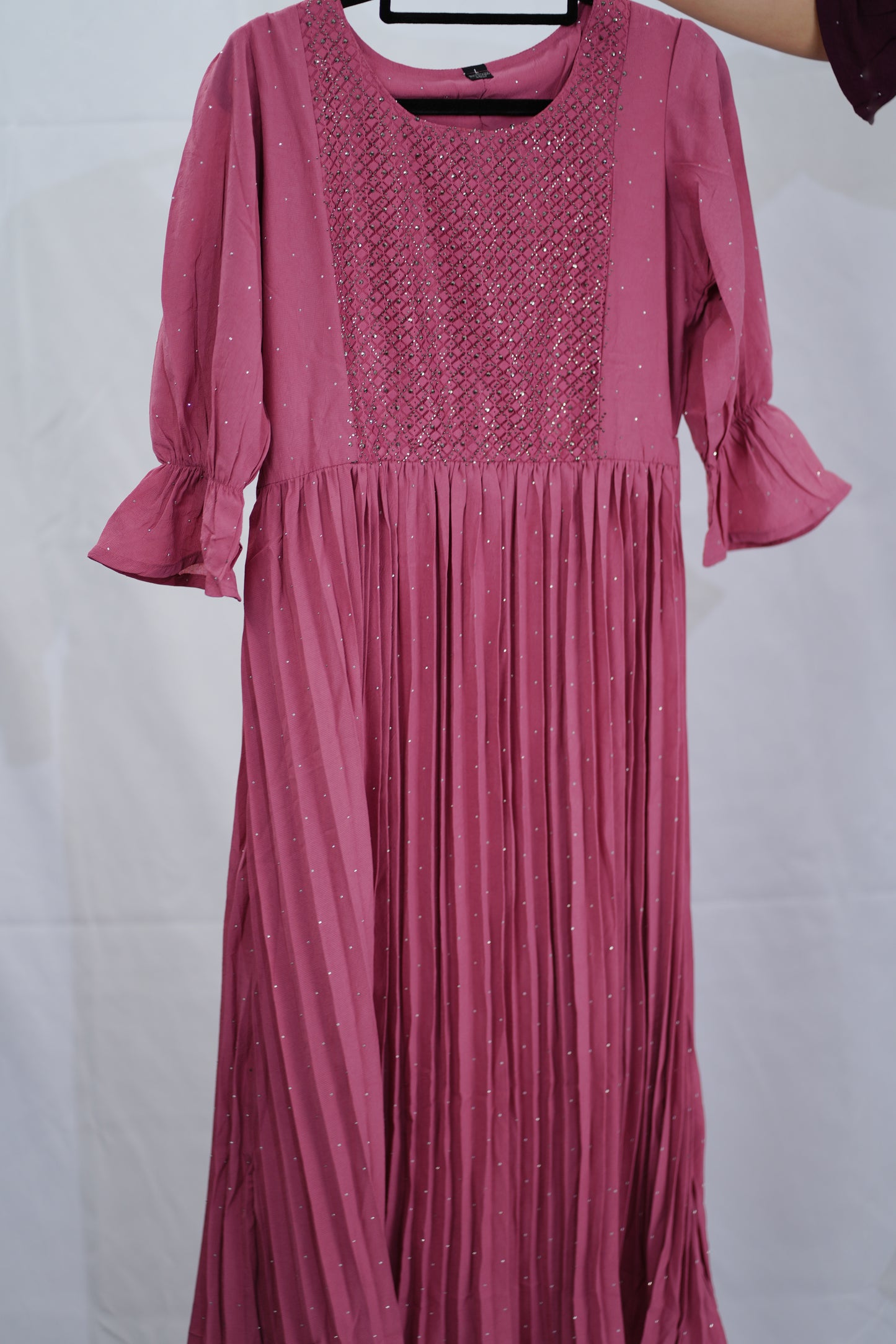 Georgette pleated frock style dress in 4 colours (KER770)