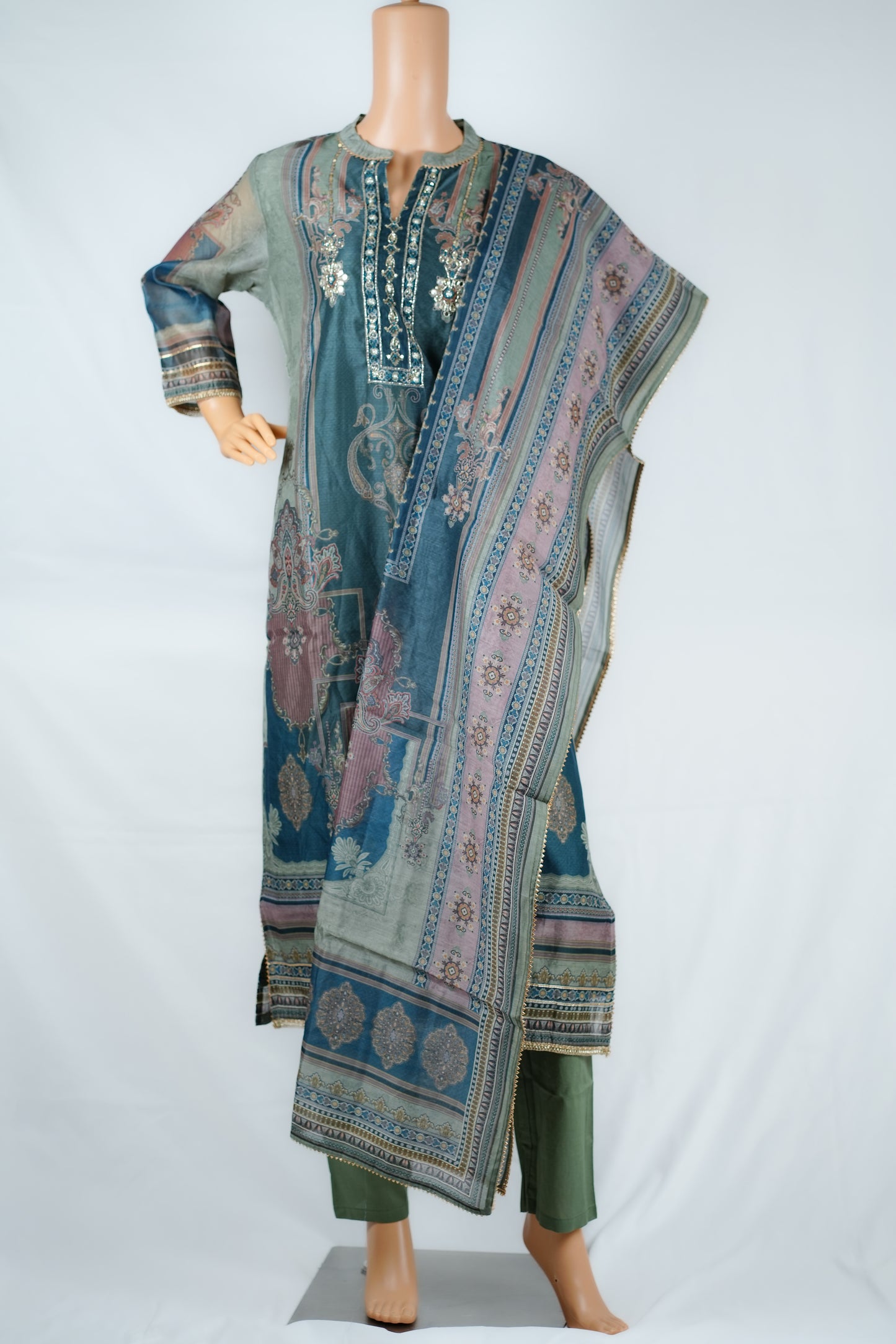 Premium Kurti set with neckline embroidery (KER-855)