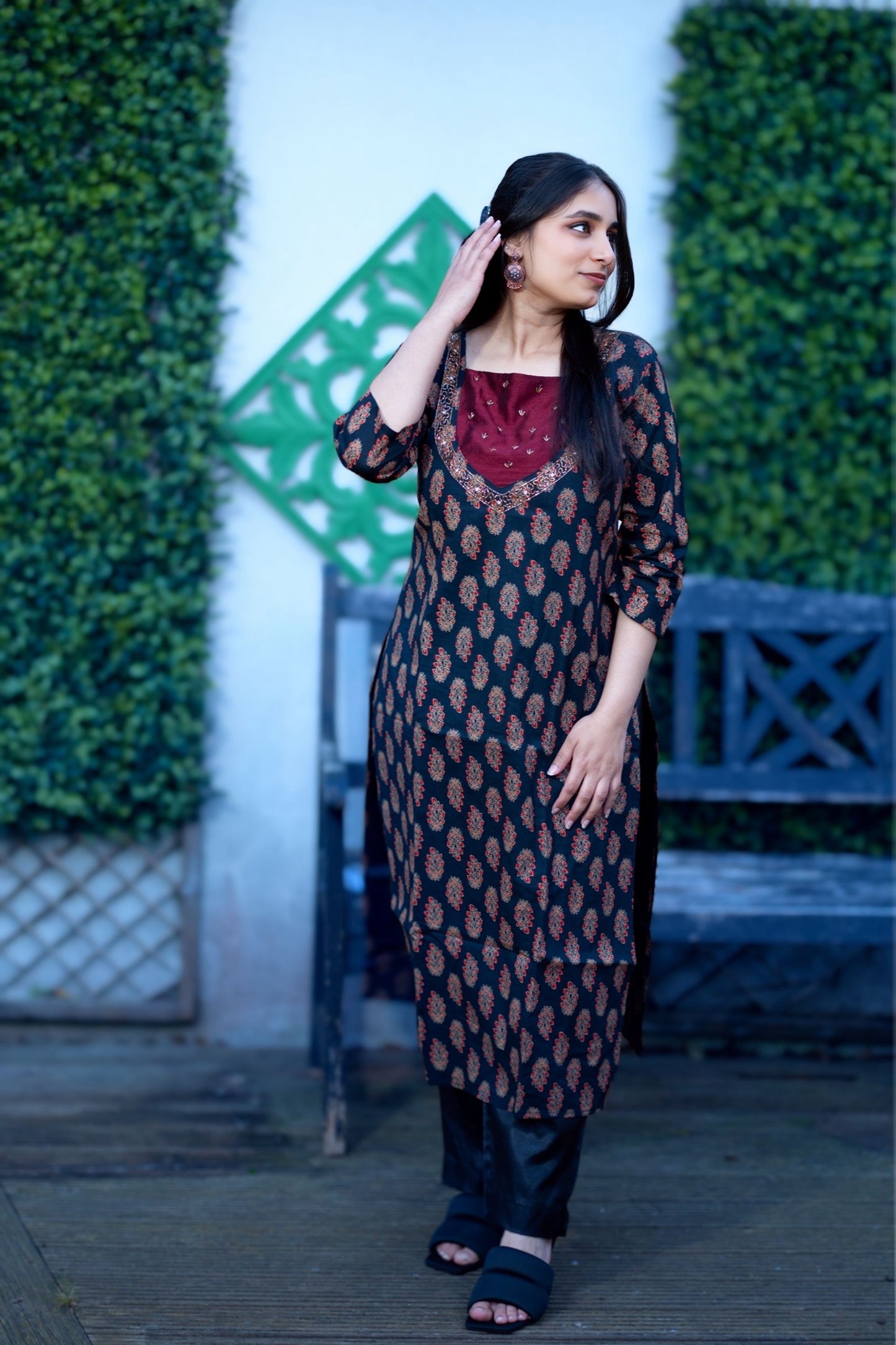 Elegant kurti top in ajrakh design(KER-1095)