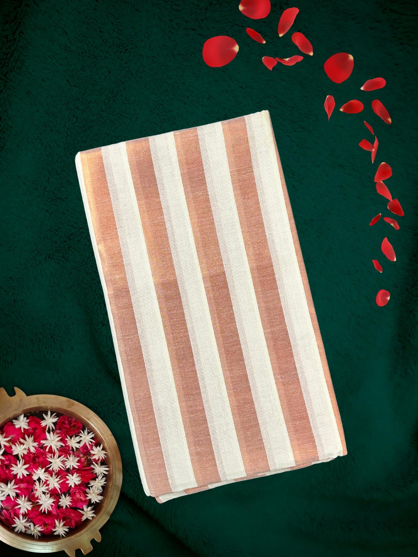 Handwoven copper kasavu saree(SAR-225)