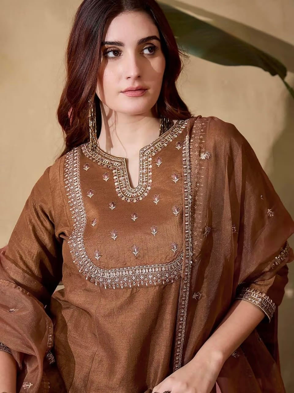 Vichitra Silk Kurti Set with Organza Dupatta (JN-2015)