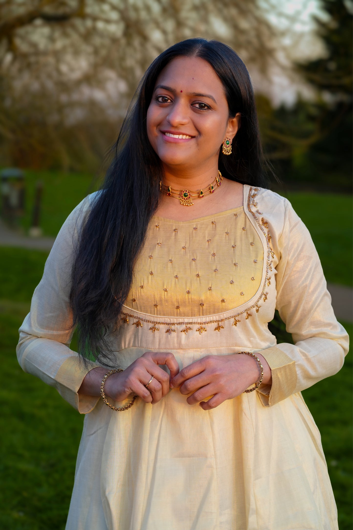 Tissue kasavu churidhar(KER-1080)