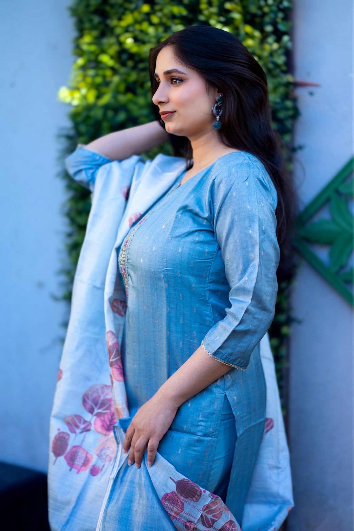 Soft Roman silk kurti set(KER-1093)