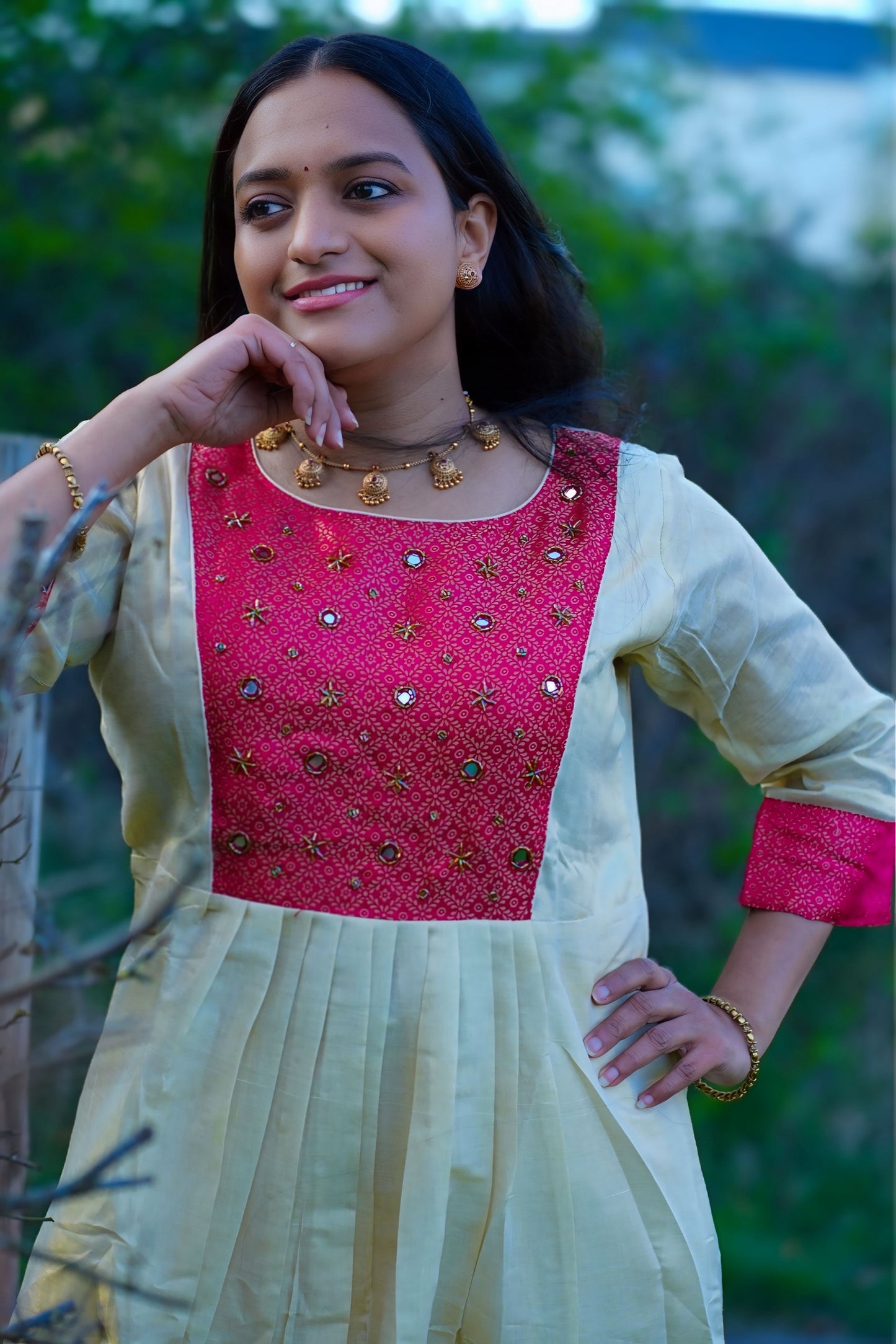 Tissue kasavu churidhar top(KER-1083)