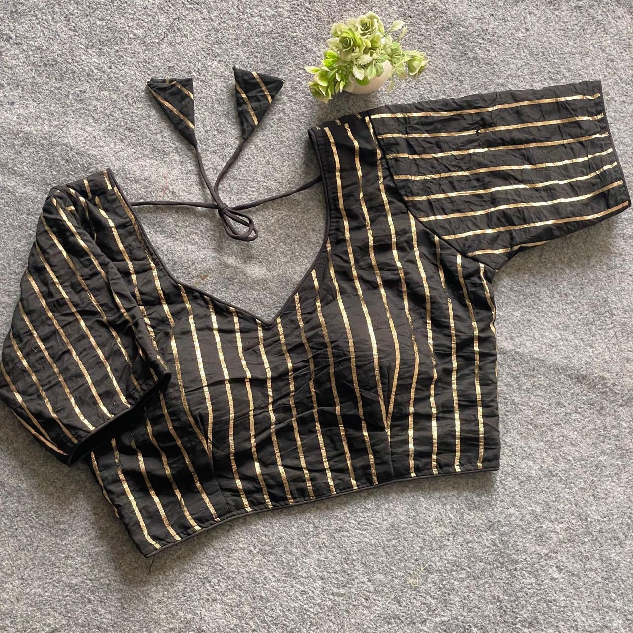 Premium cotton blouse with golden stripes(Code:B25)