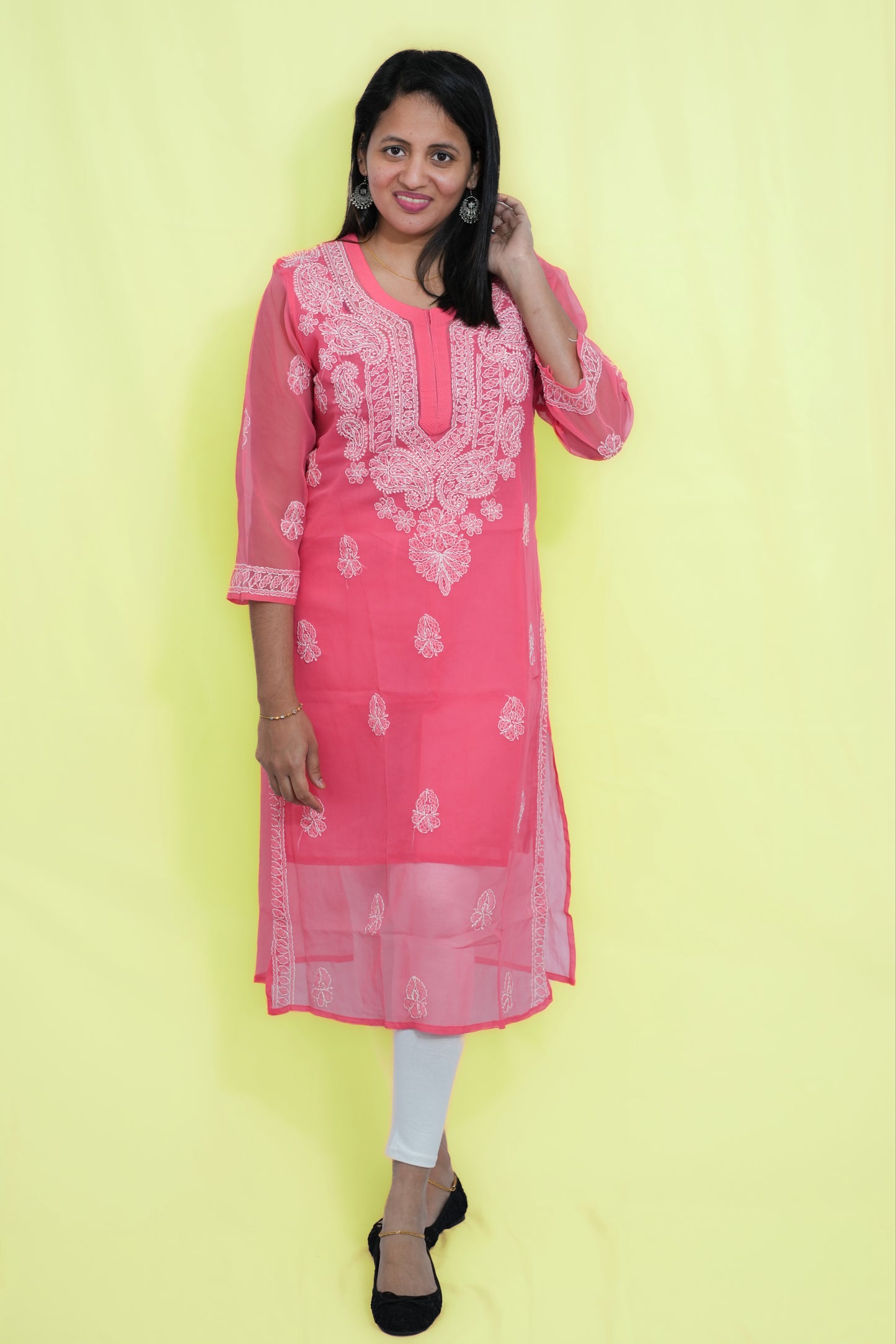 Georgette Kurti set with embroidery (KER-1103)