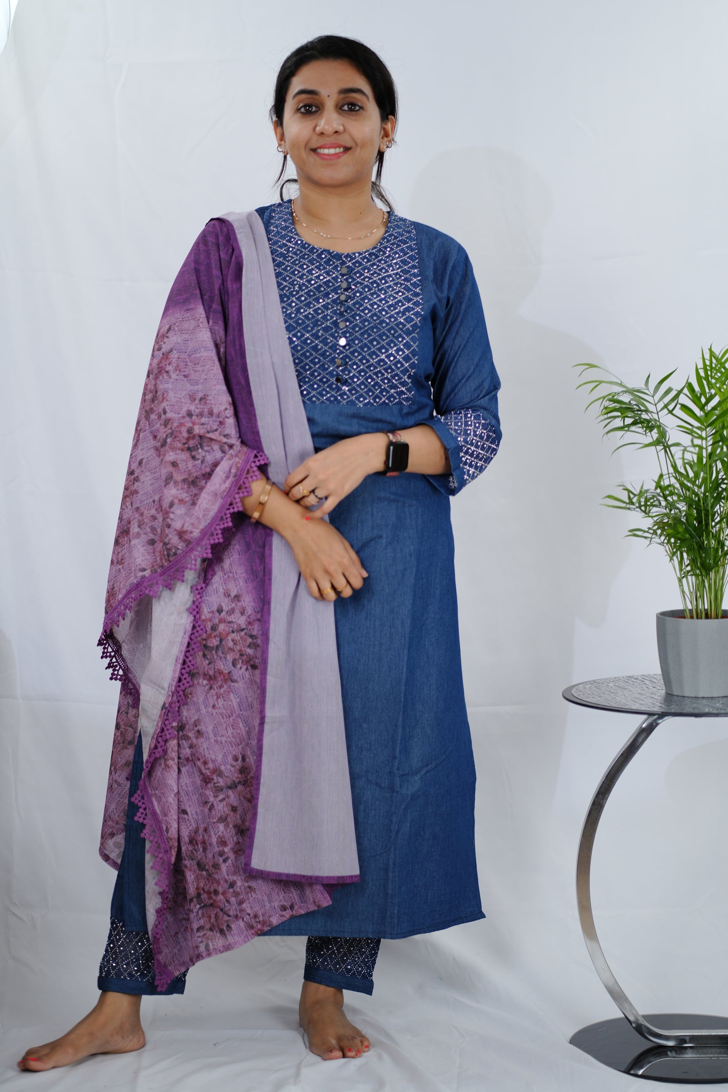 Kurti set in soft denim fabric (KER691)