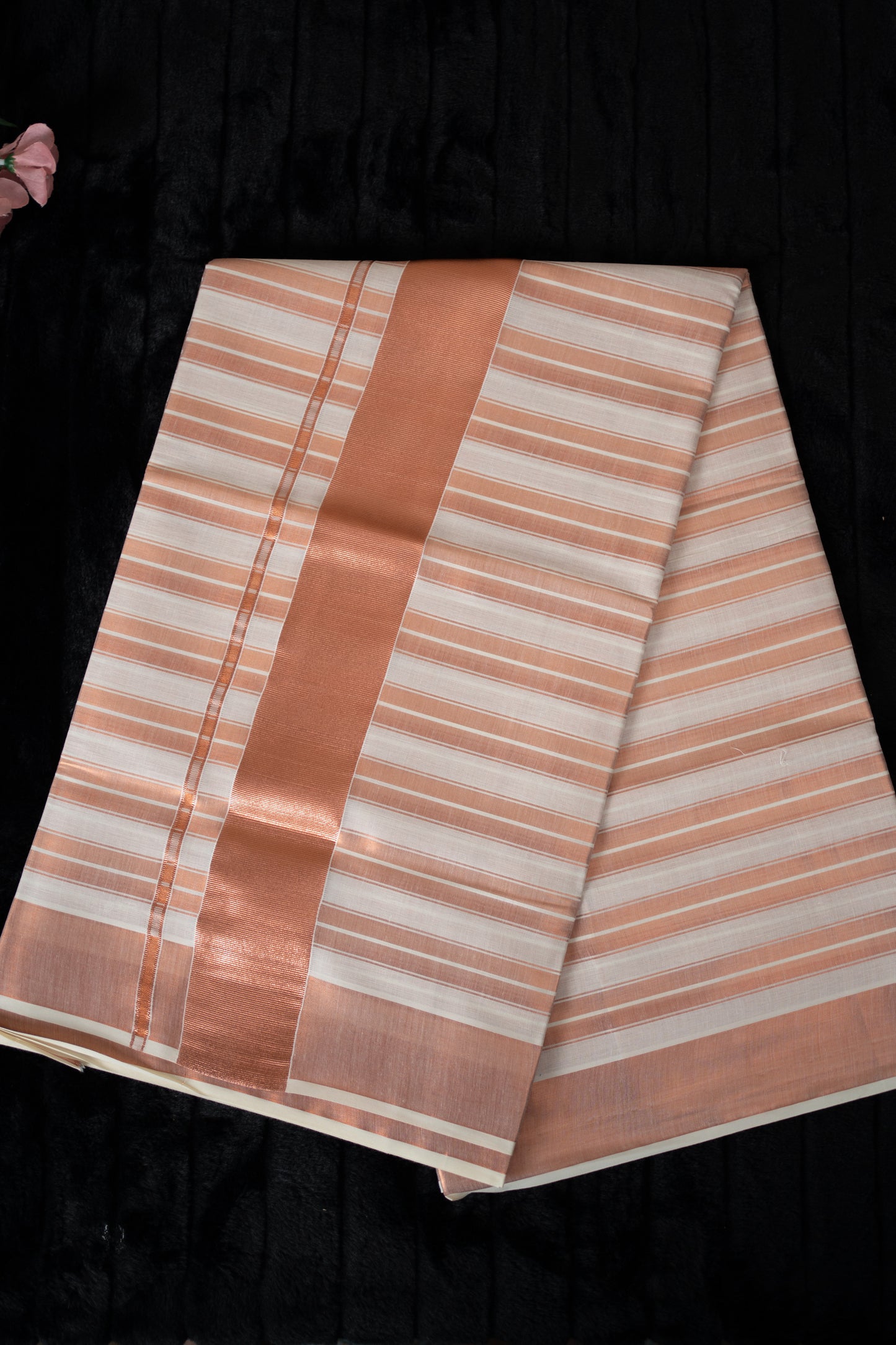 Cotton kasavu saree in copper colour (SAR-203)