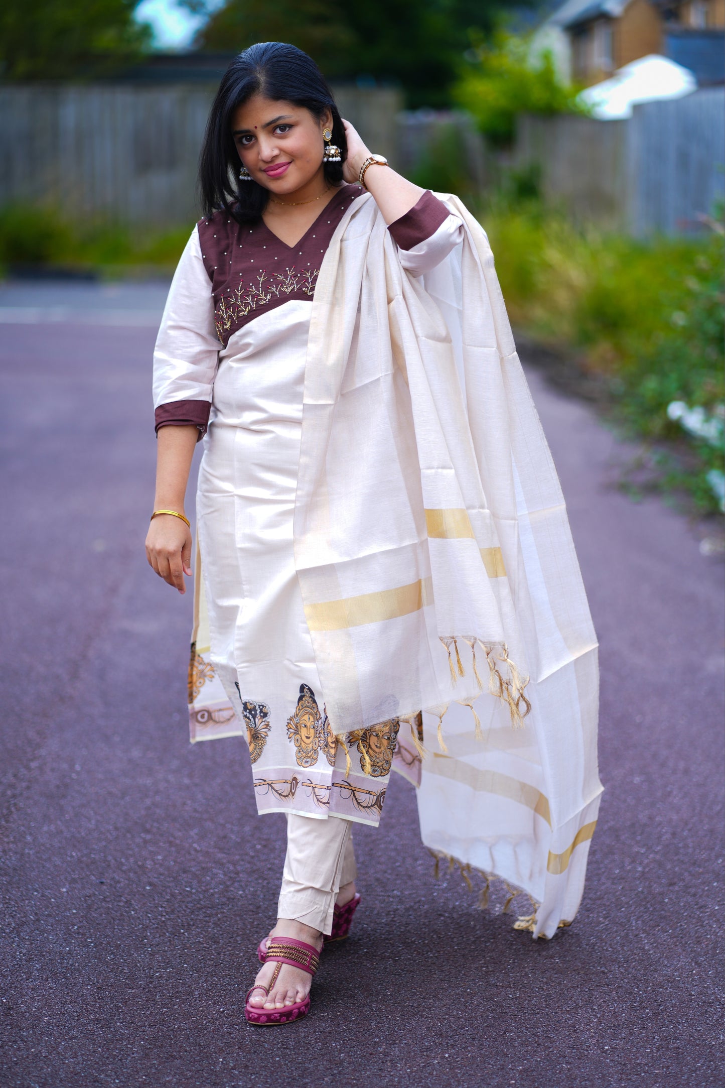 Tissue Kasavu Churidhar (KER-1050)