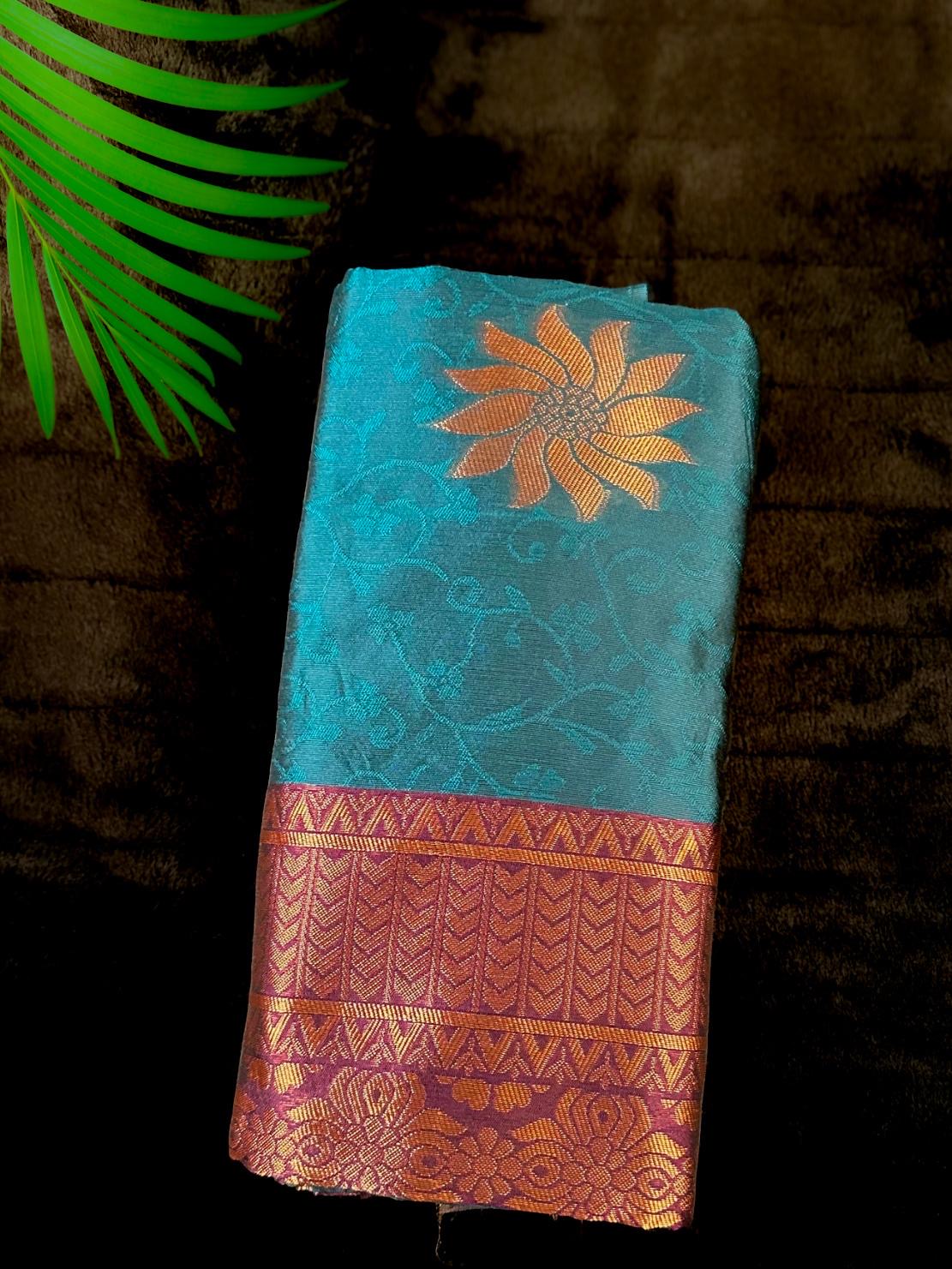 Semi silk saree in blue colour(SAR-555)