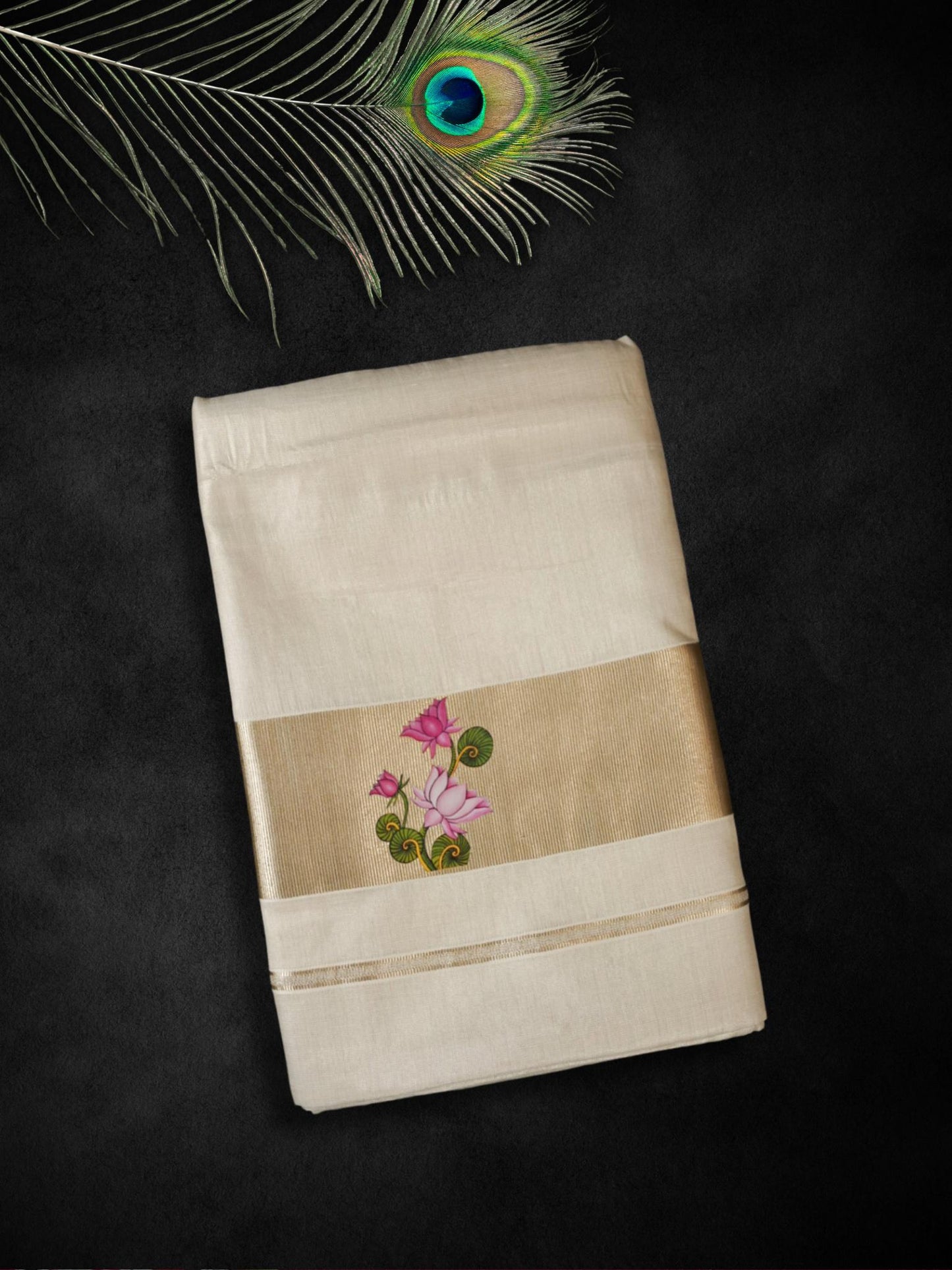 Tissue kasavu saree with floral design(SAR-241)