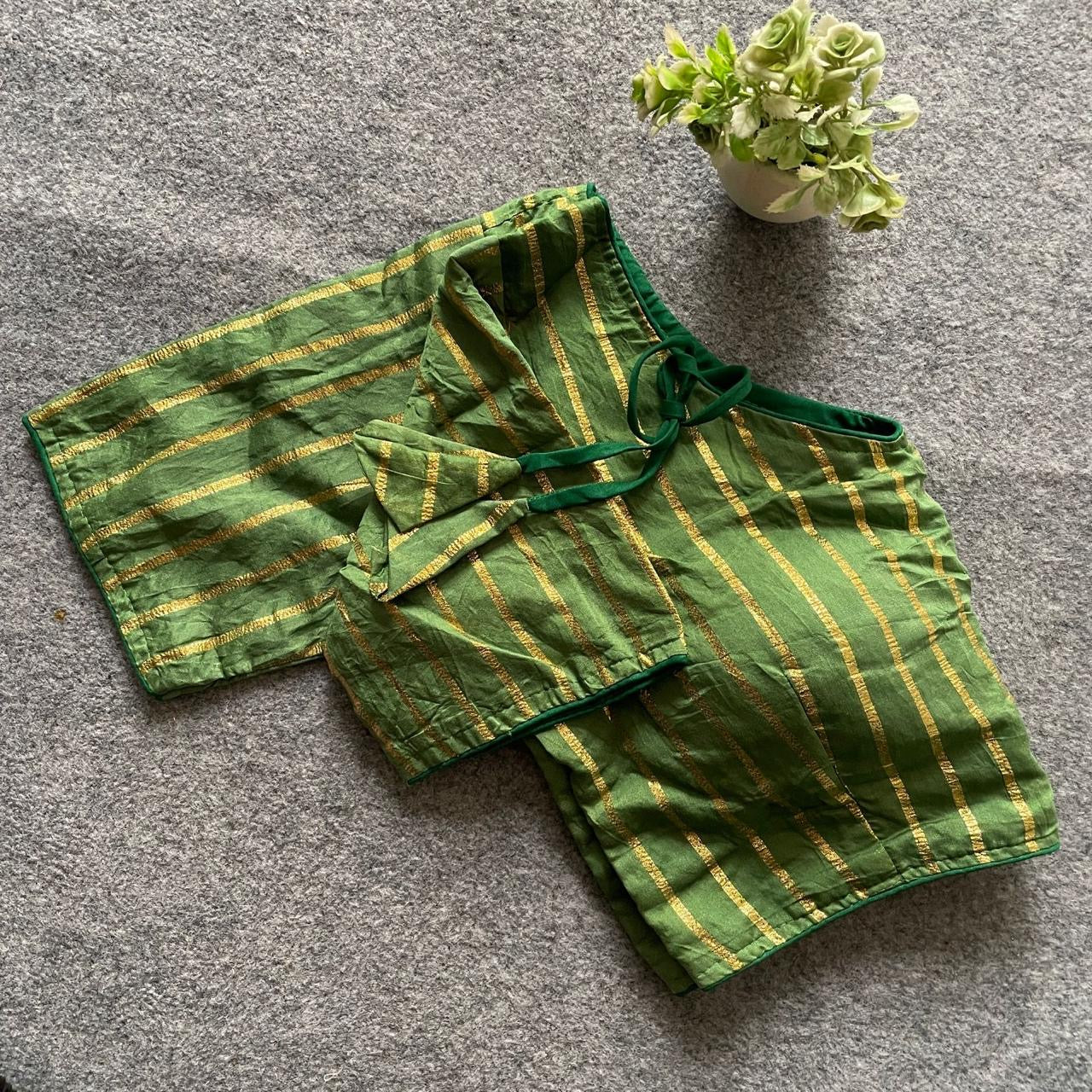 Premium Cotton Blouse with golden stripes (Code:B27)