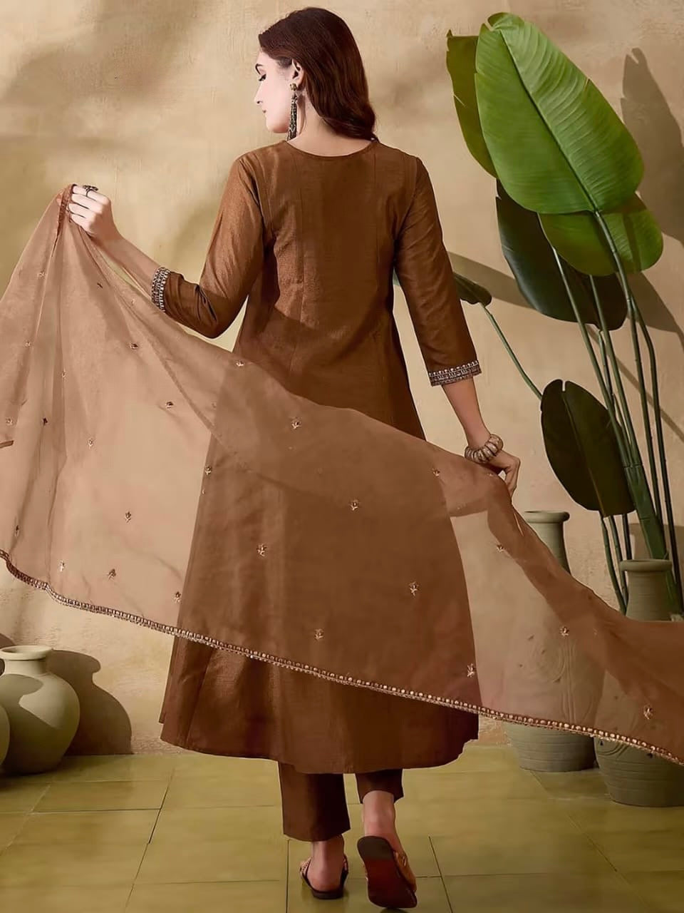 Vichitra Silk Kurti Set with Organza Dupatta (JN-2015)