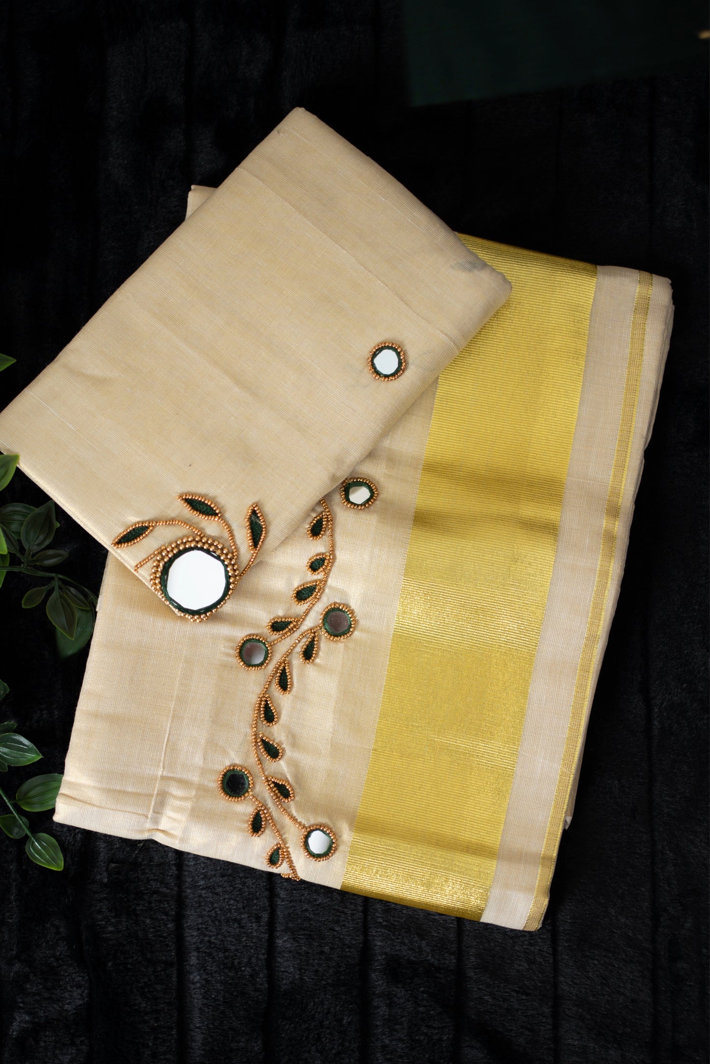 Set mundu with mirror and bead work(SM-171)
