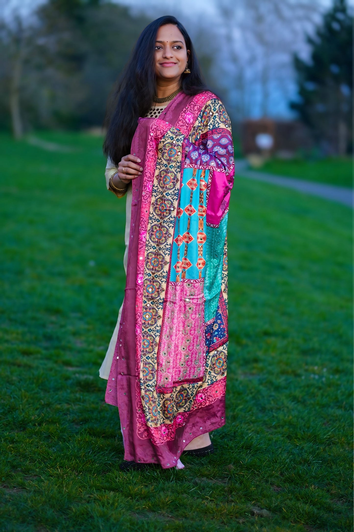Tissue kasavu kurti set with designer dupatta(KER-1082)