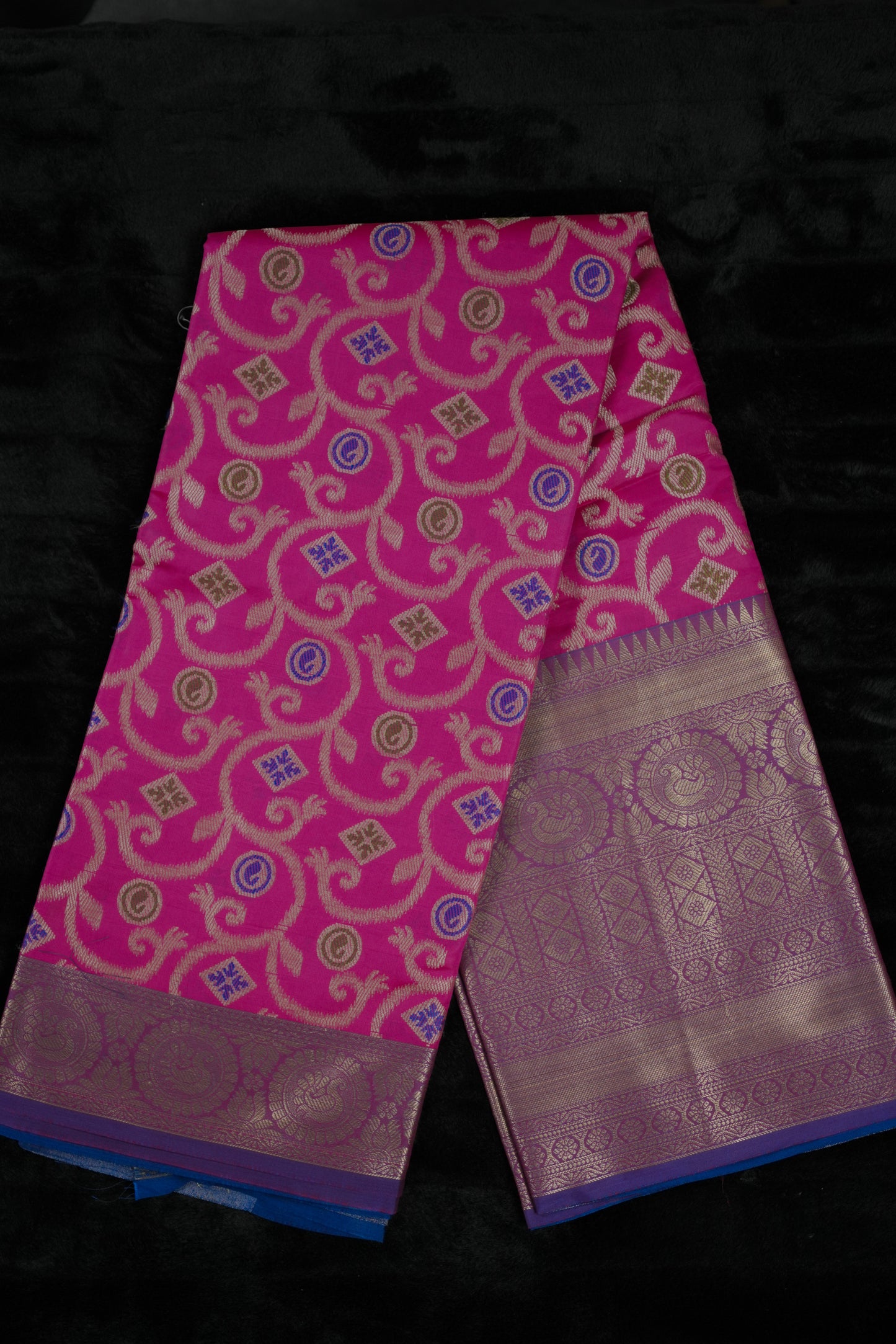Pink Kanjivaram Silk blend daree with Silver Zari (SAR-1139)