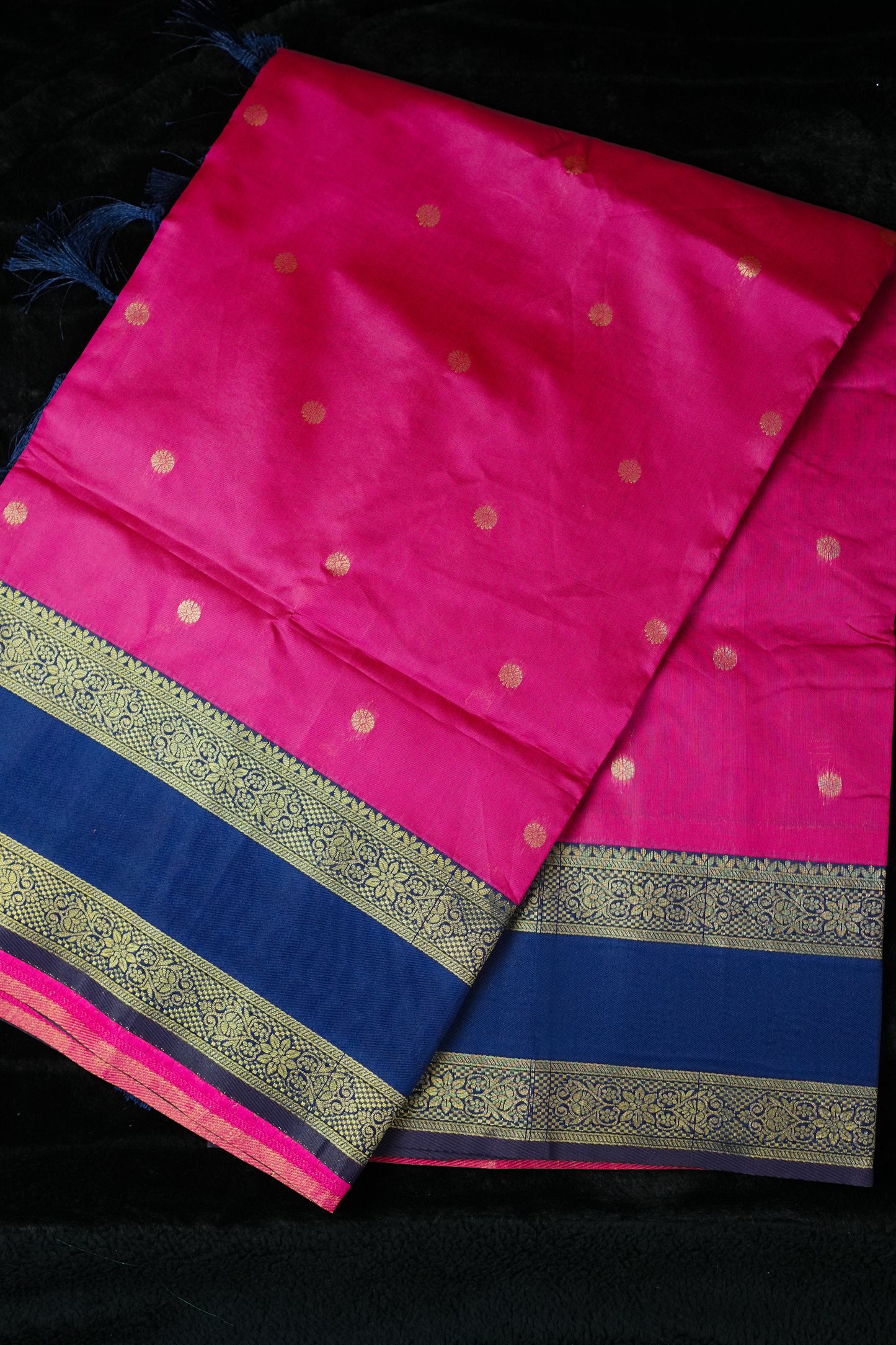 Kancheepuram Semi-Silk Saree with blue border (SAR-1122)