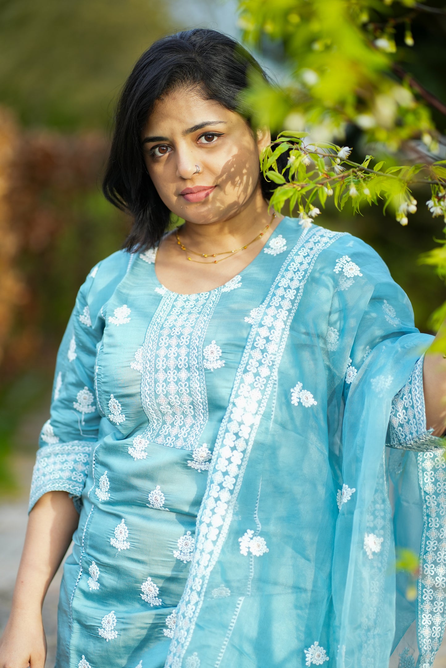 Premium cotton kurti with organza dupatta(KSH830)