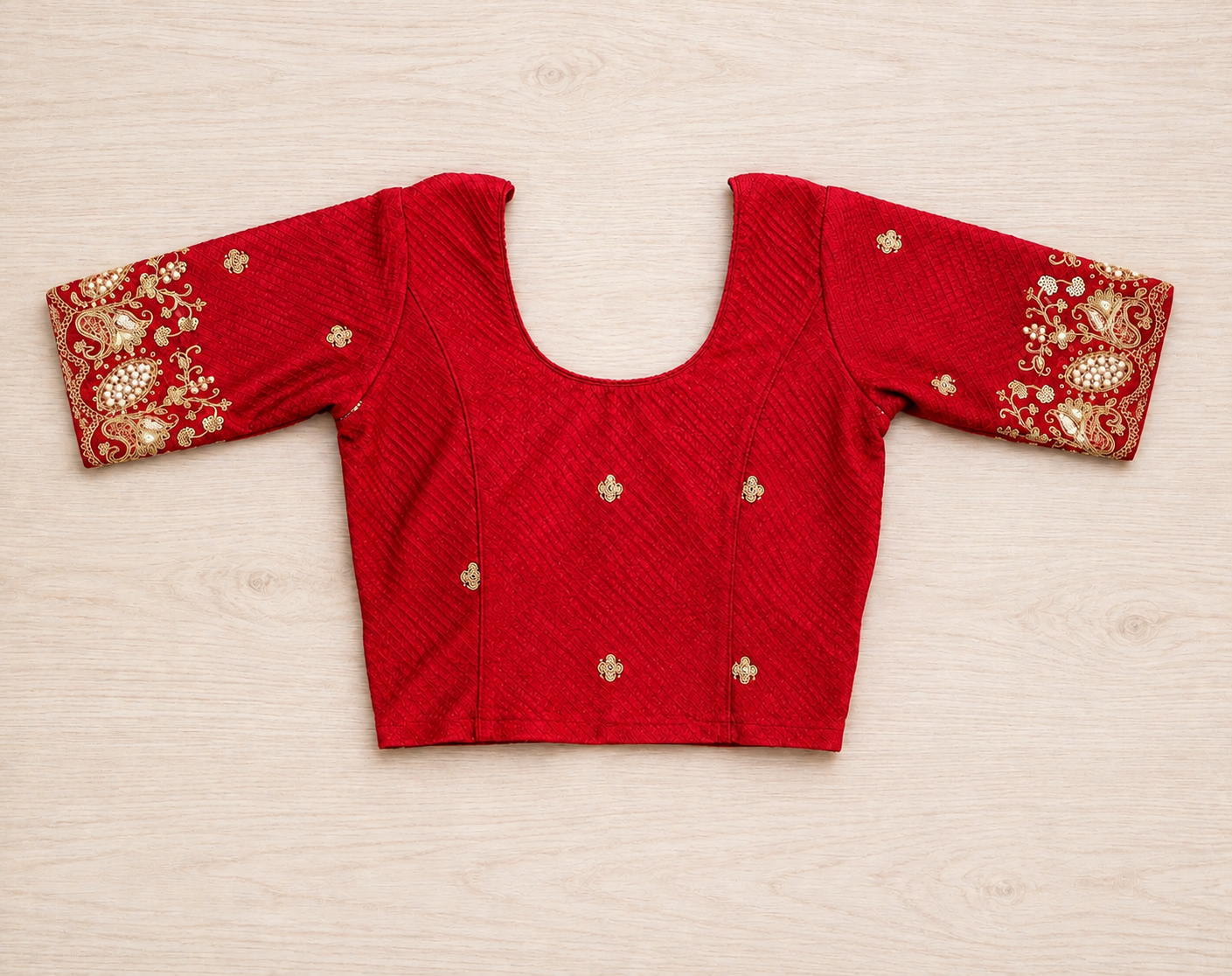 Ready-to-Wear Saree Blouse Red- (B47)
