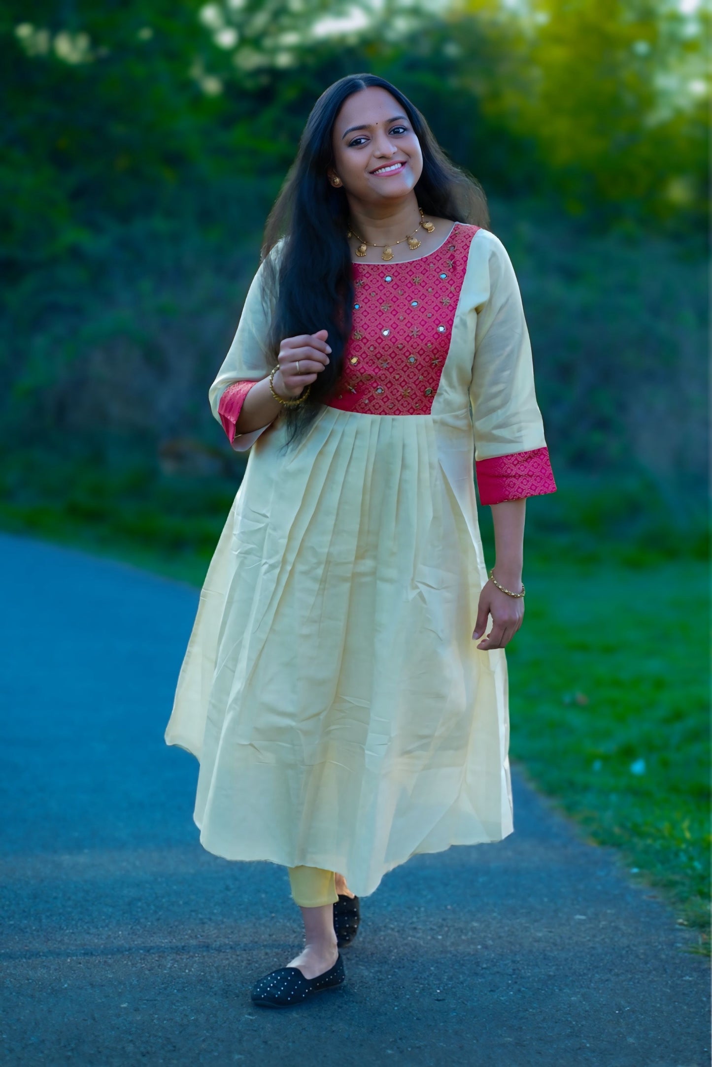 Tissue kasavu churidhar top(KER-1083)