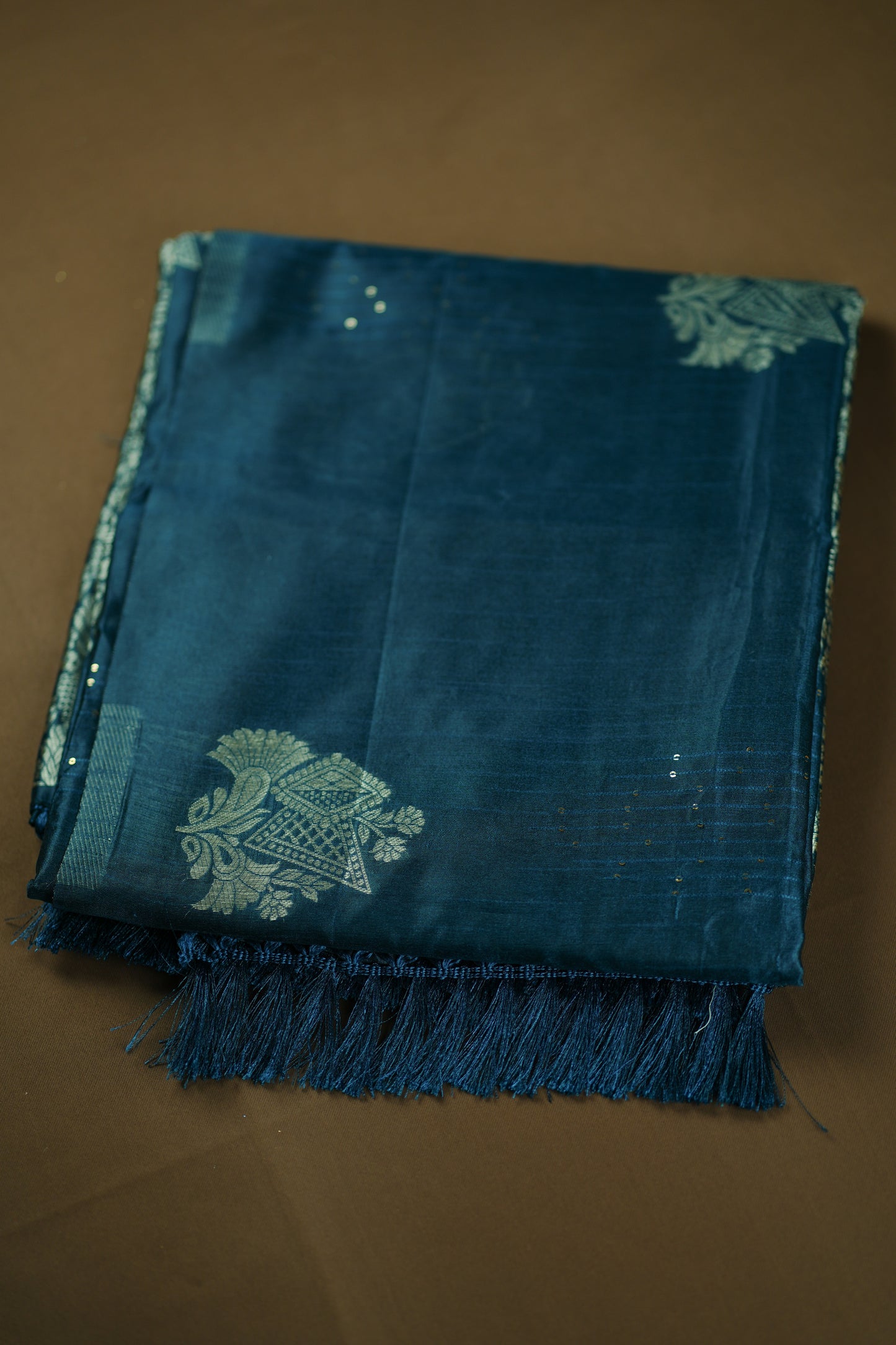 Elegant blue saree with banarasi pallu- (SAR112)