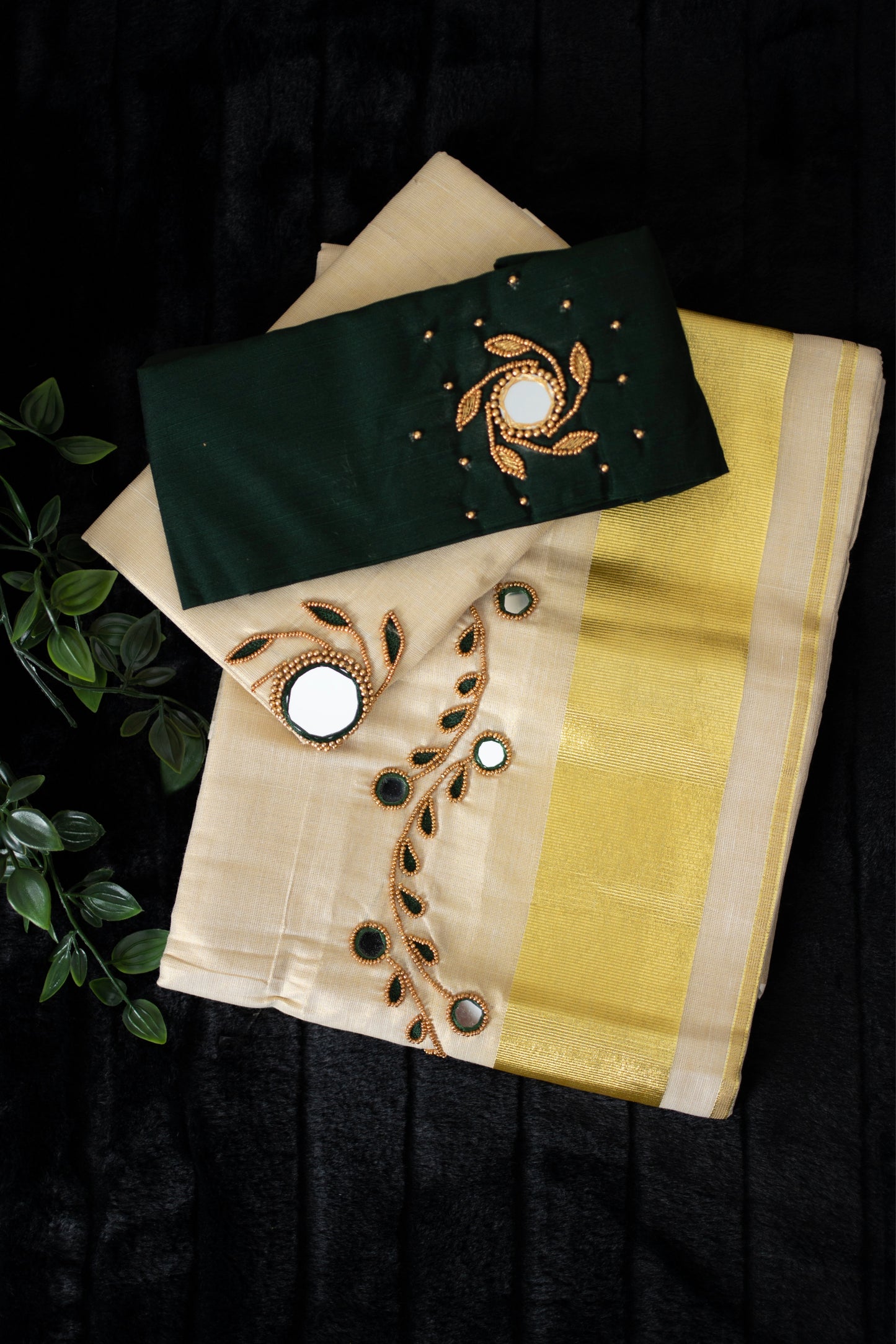 Set mundu with mirror and bead work(SM-171)