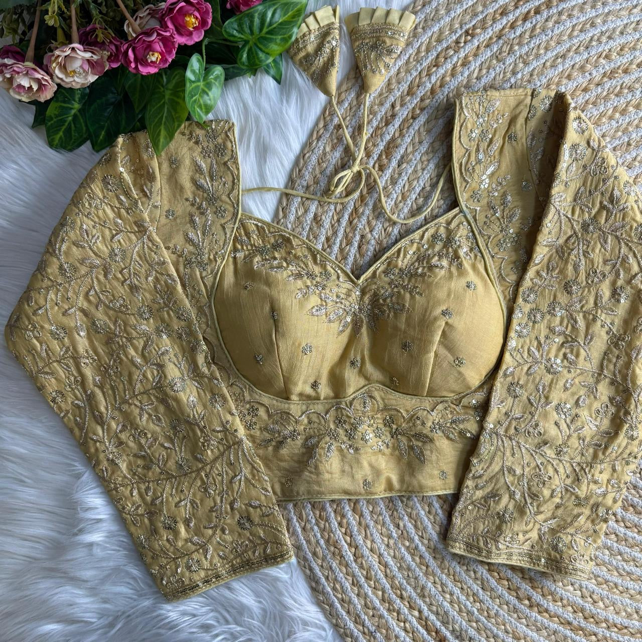 Vichitra Silk Blouse with Zari Embroidery - (Code: B39)